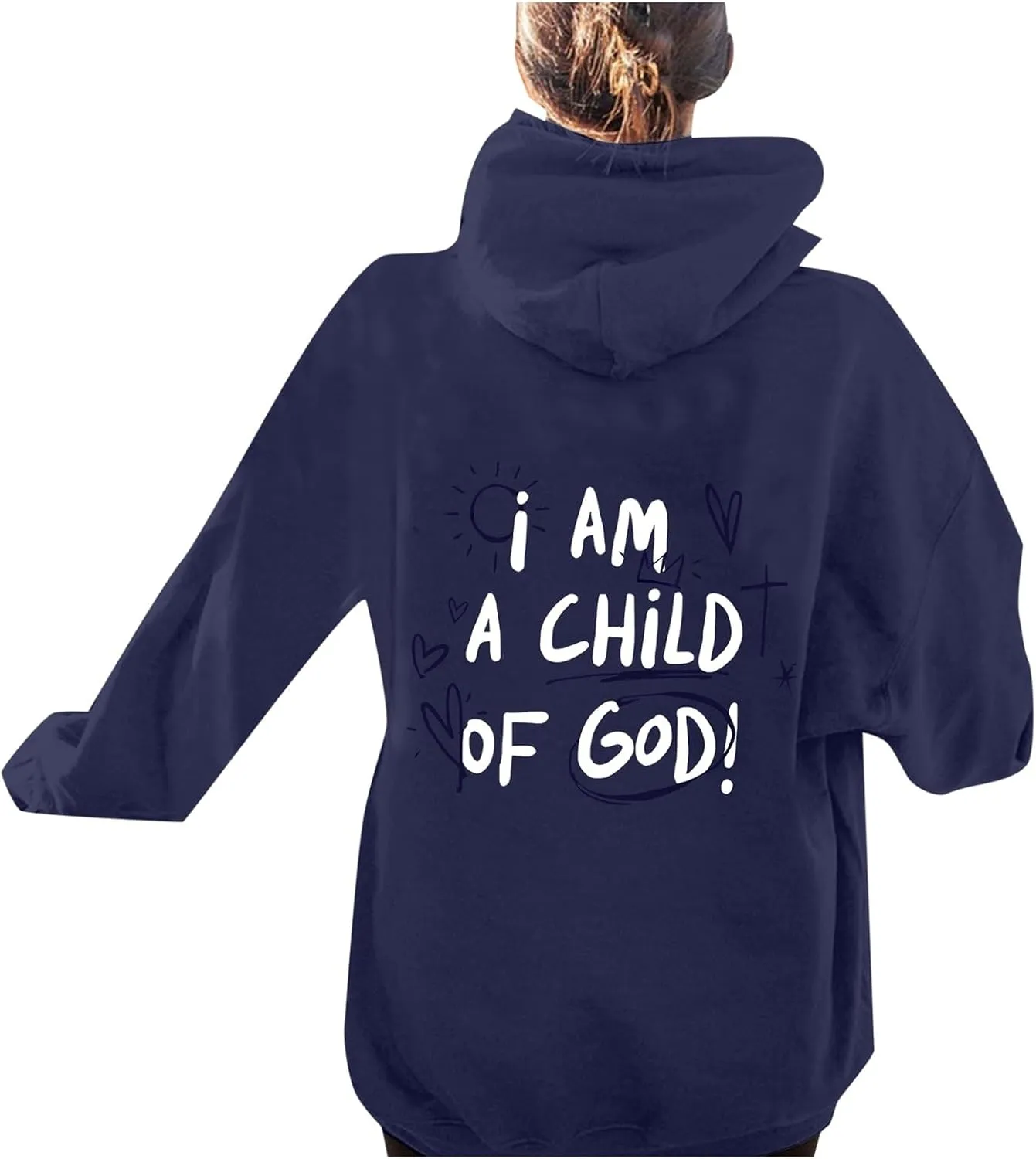 i AM A Child Of F God Graphic Hoodie For Women Long Sleeve Preppy Sweatshirt Y2K Casual Hooded Pullover Tops With Pockets