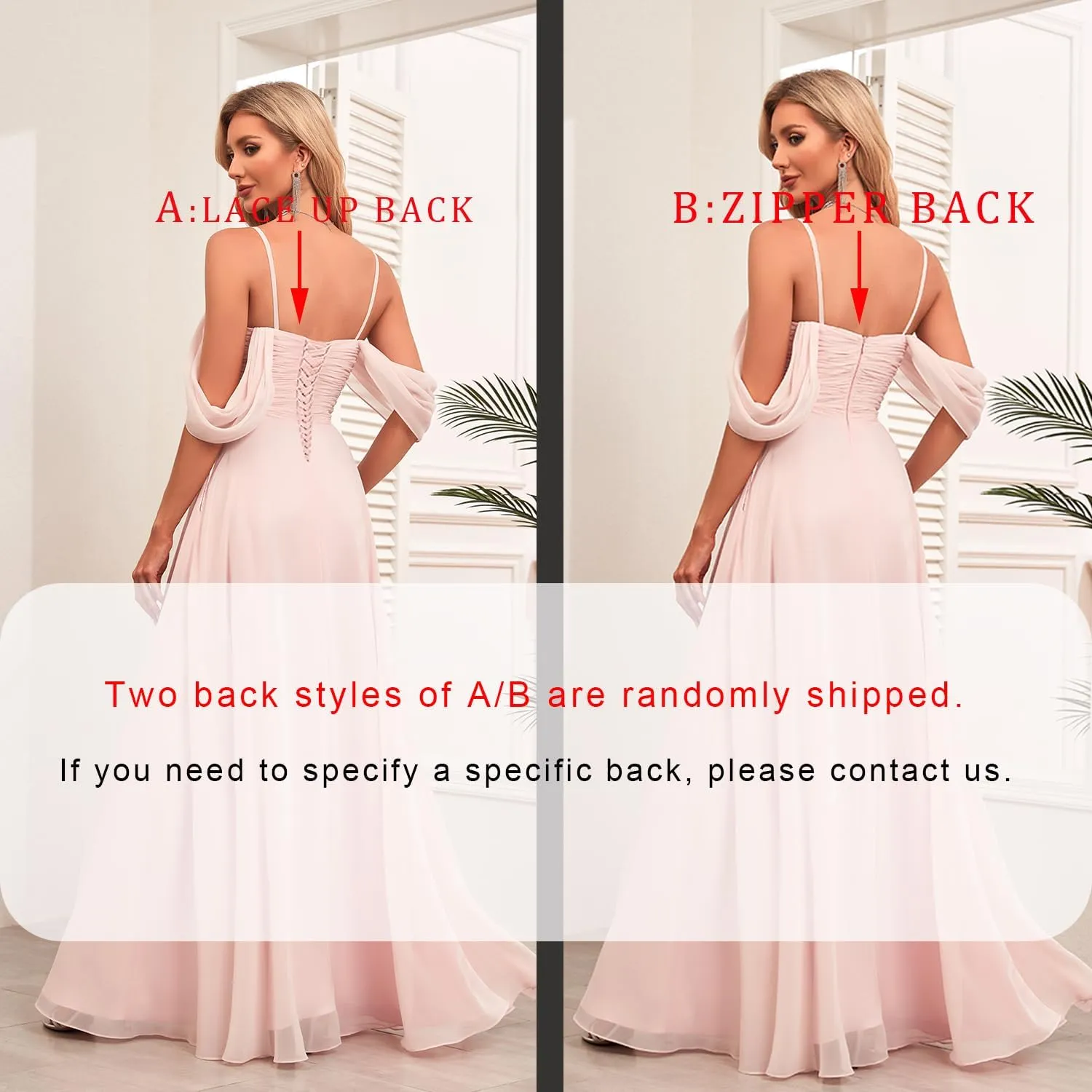 IIF Women's Off Shoulder Chiffon Bridesmaid Dresses Spaghetti Straps Long Formal Dress with Pockets for Wedding IIF019