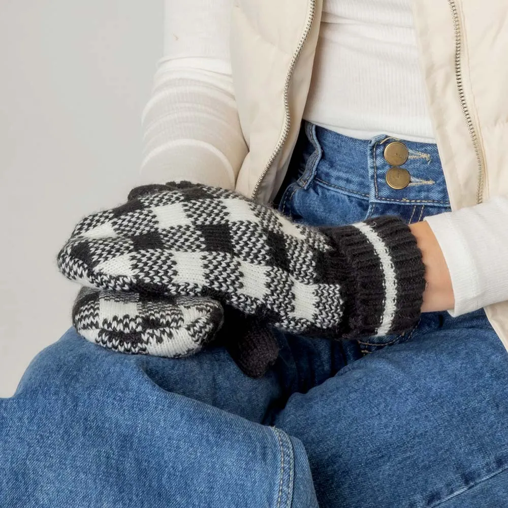 iLLASPARKZ Buffalo Check Patterned Mitten Gloves