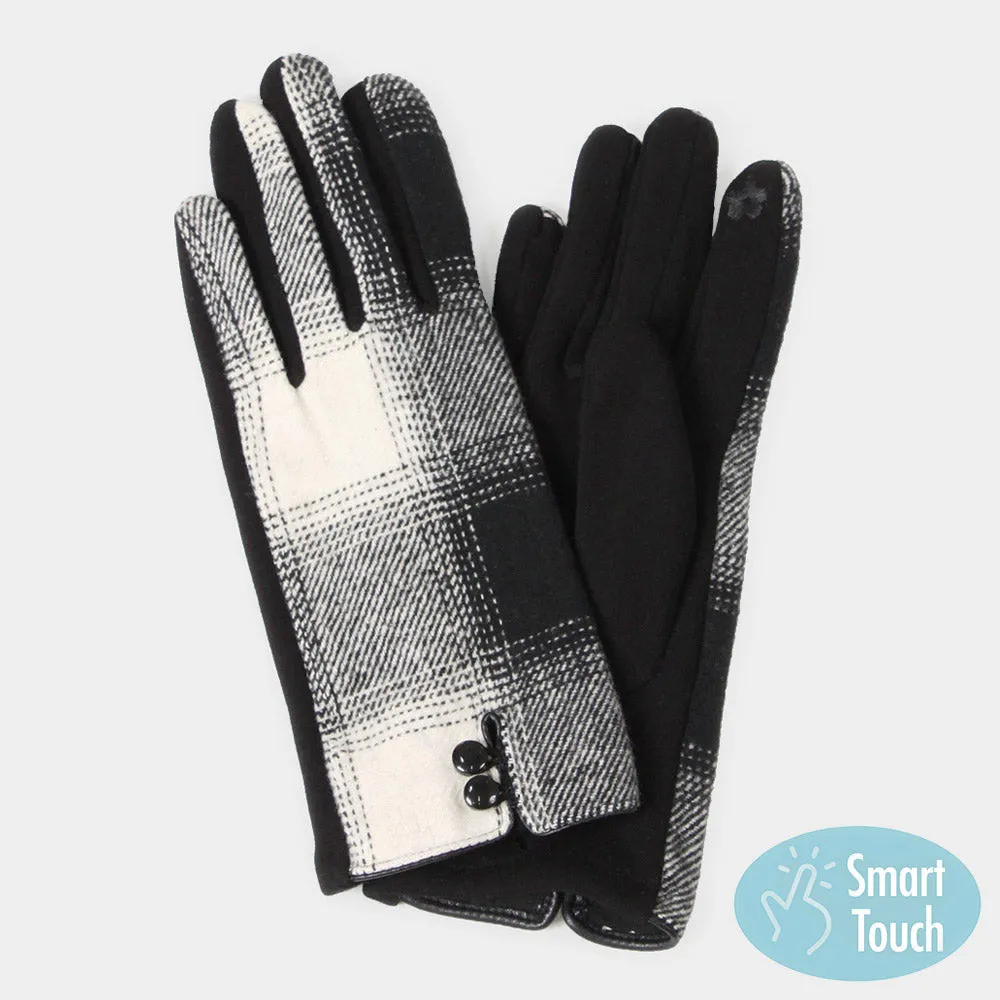 iLLASPARKZ Buffalo Check Patterned Smart Touch Gloves