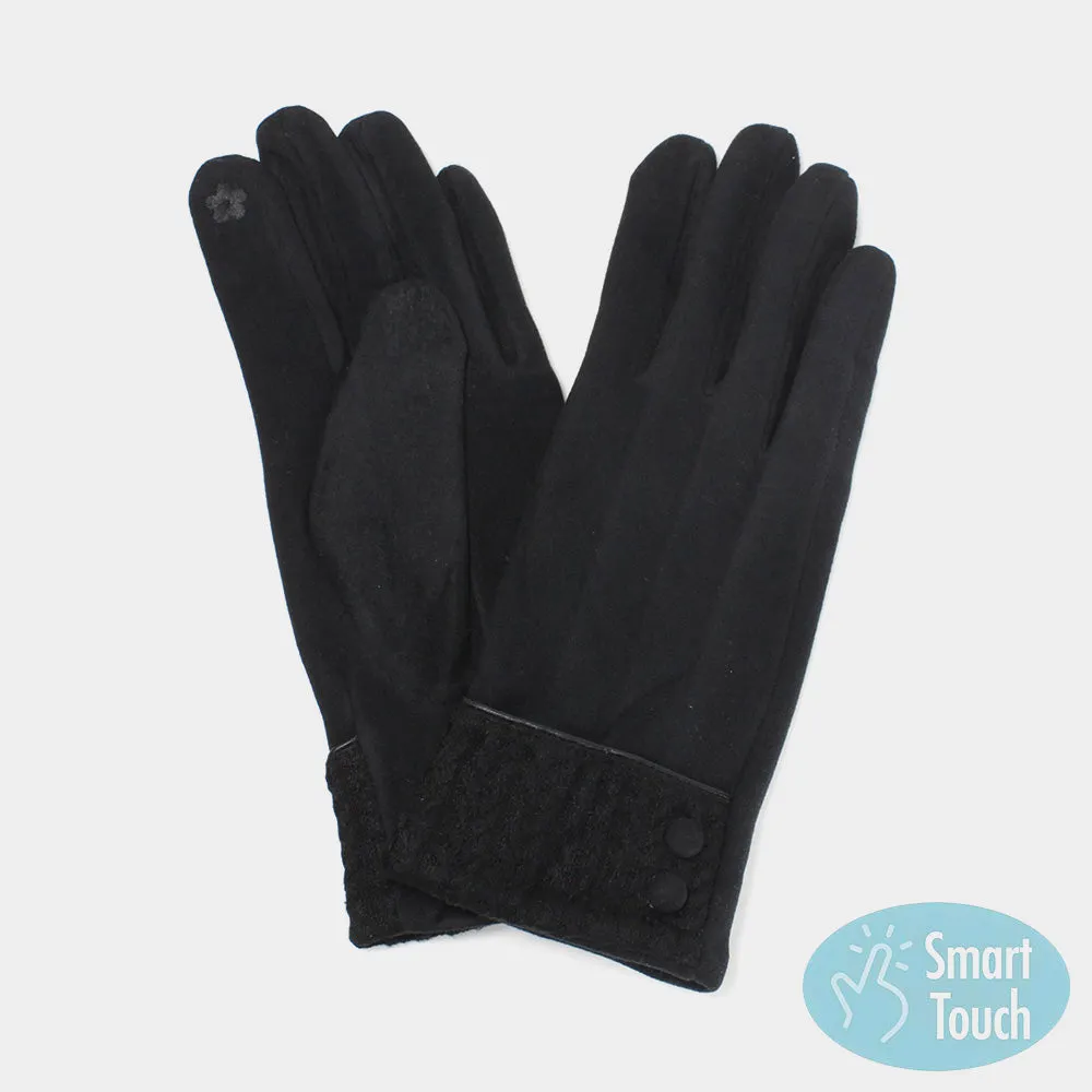 iLLASPARKZ Knit Texture Button Deco Smart Touch Gloves
