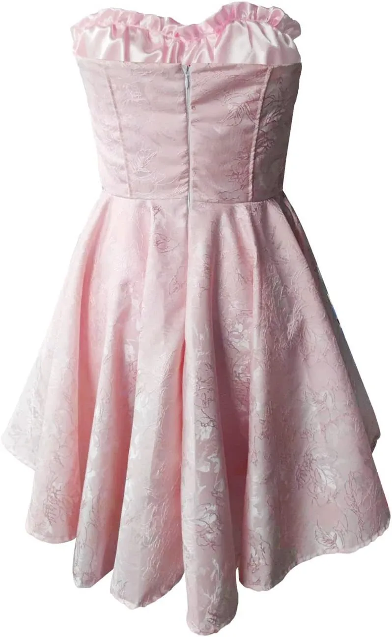 IMISSILLEB Women Strapless Mini Dress Floral Lace Off Shoulder Tube Top Dress Party Club Cocktail Flowy Ruffle A-Line Dresses