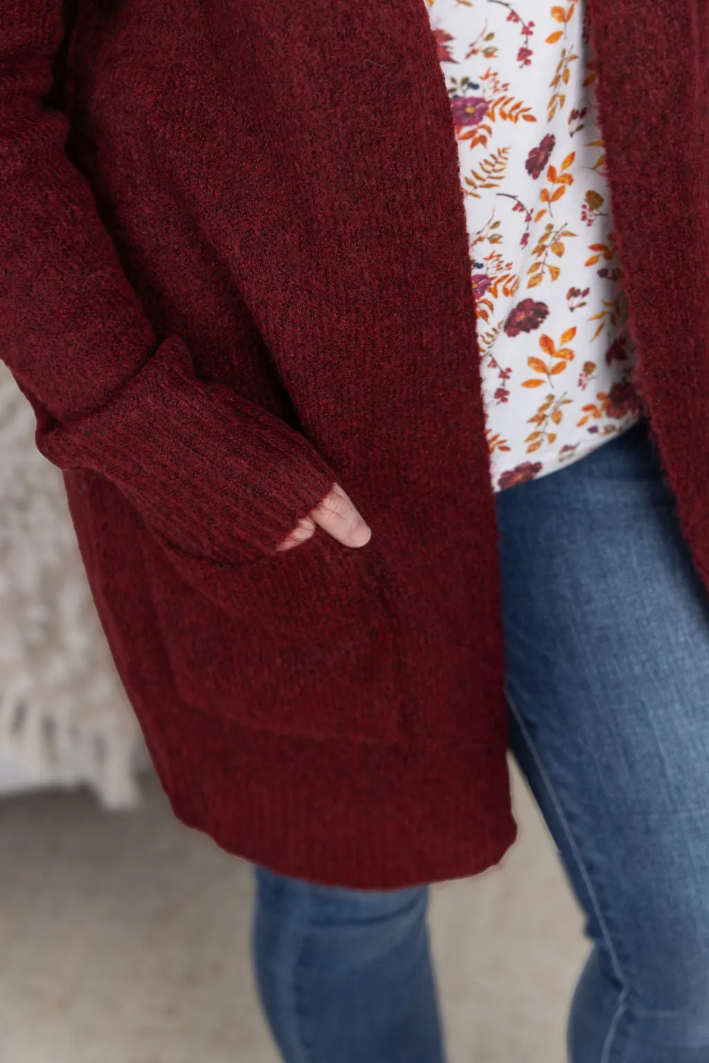 IN PRODUCTION Madison Cozy Cardigan - Burgundy