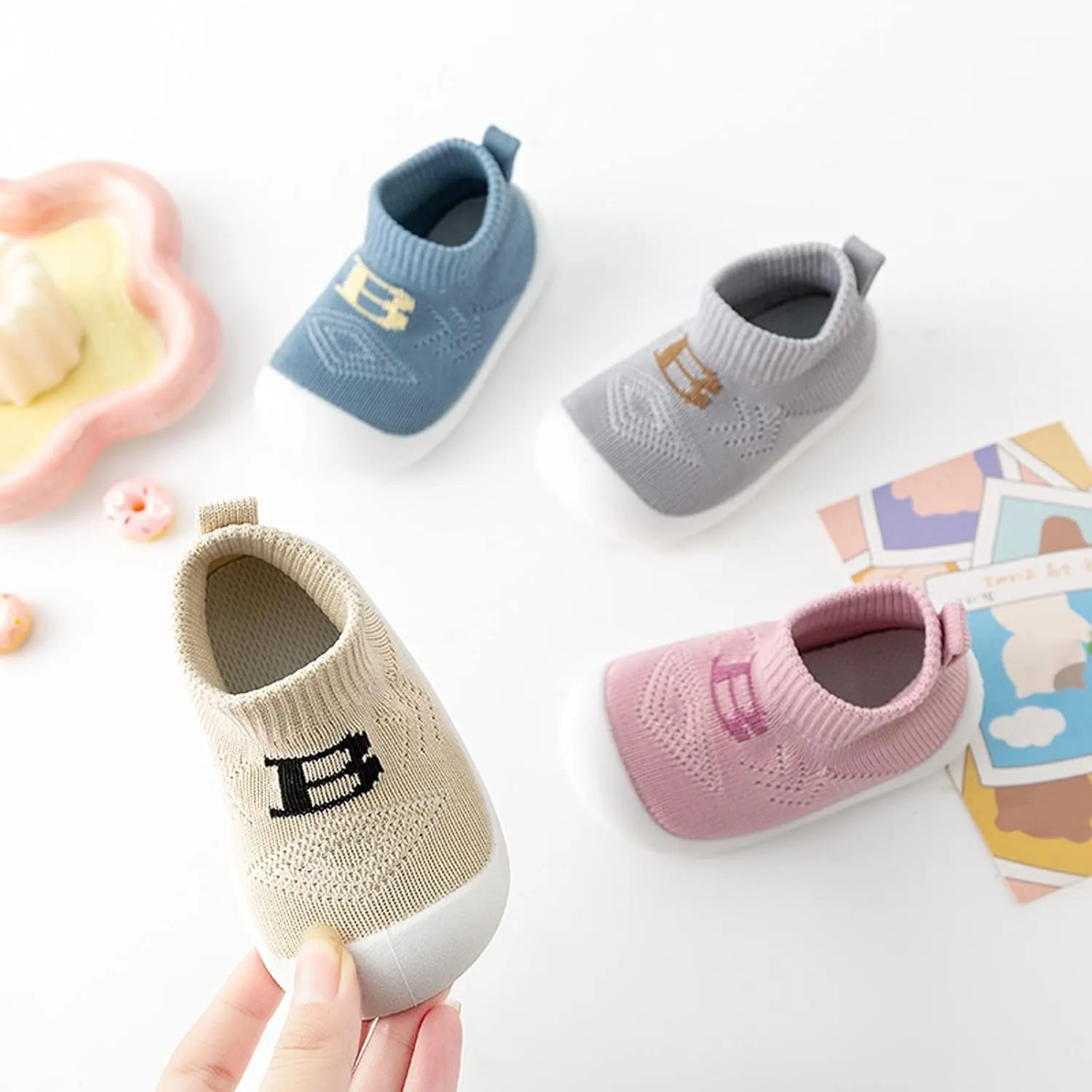 Infant Girls Boys Kids Leisure Shoes Letter Prints Mesh Soft Bottom Breathable Slip On Sport Shoes Socks Shoes Pineapple Infant Shoes