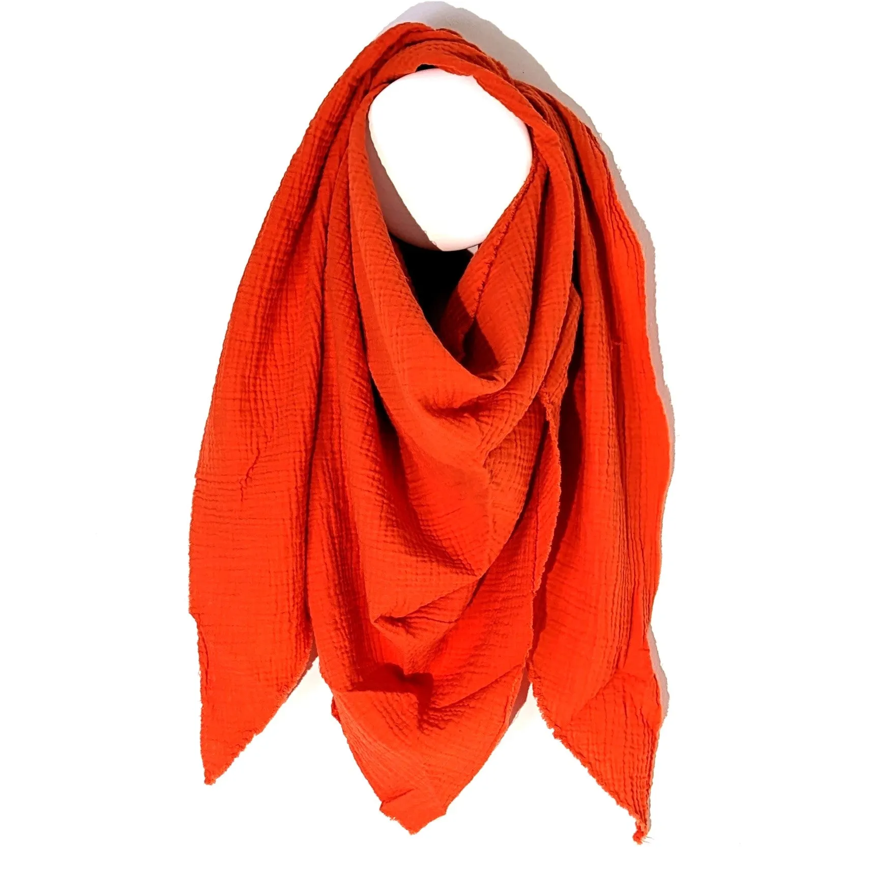 Italian cotton raw edge plain scarf