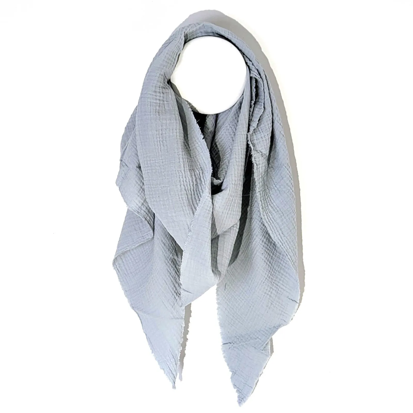 Italian cotton raw edge plain scarf