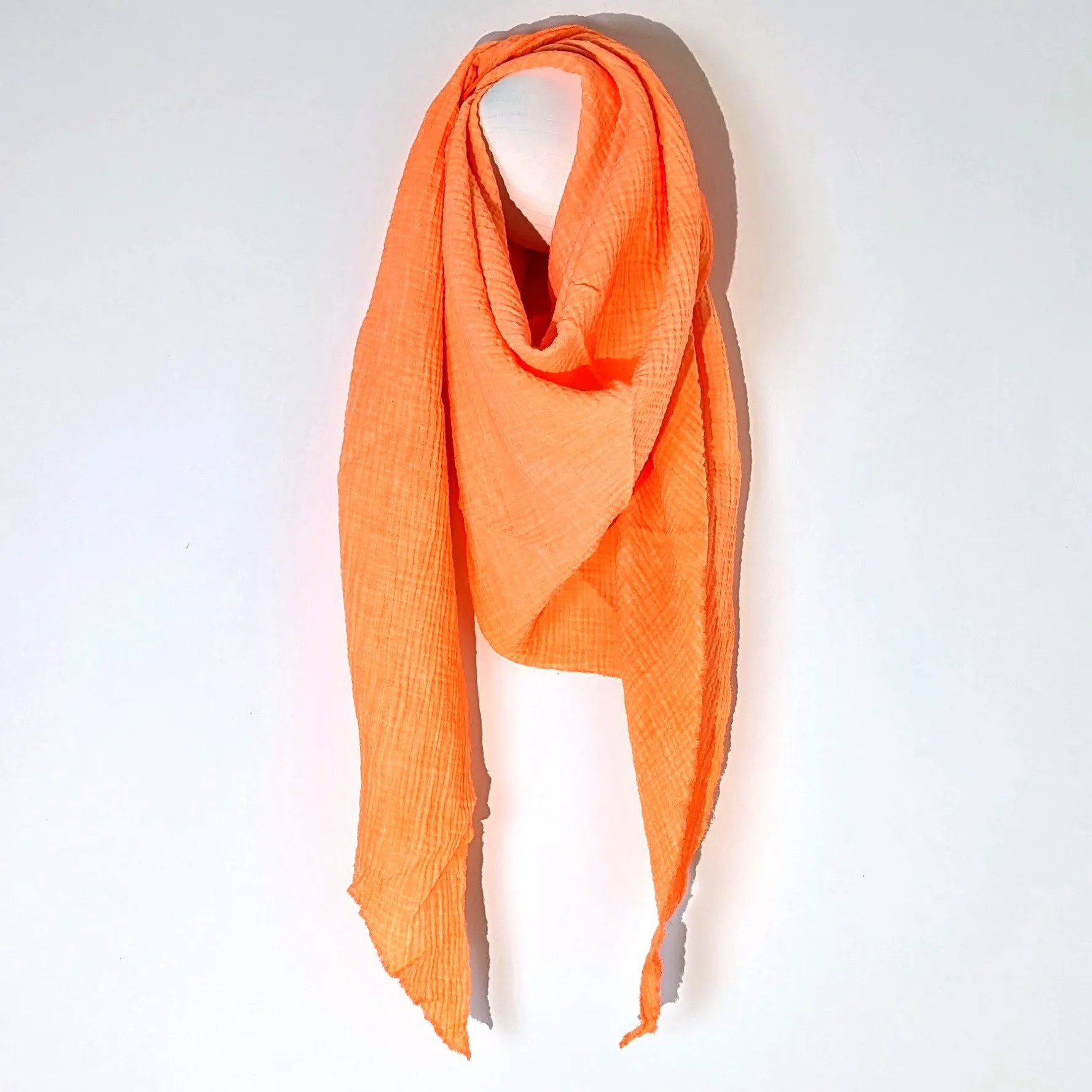 Italian cotton raw edge plain scarf
