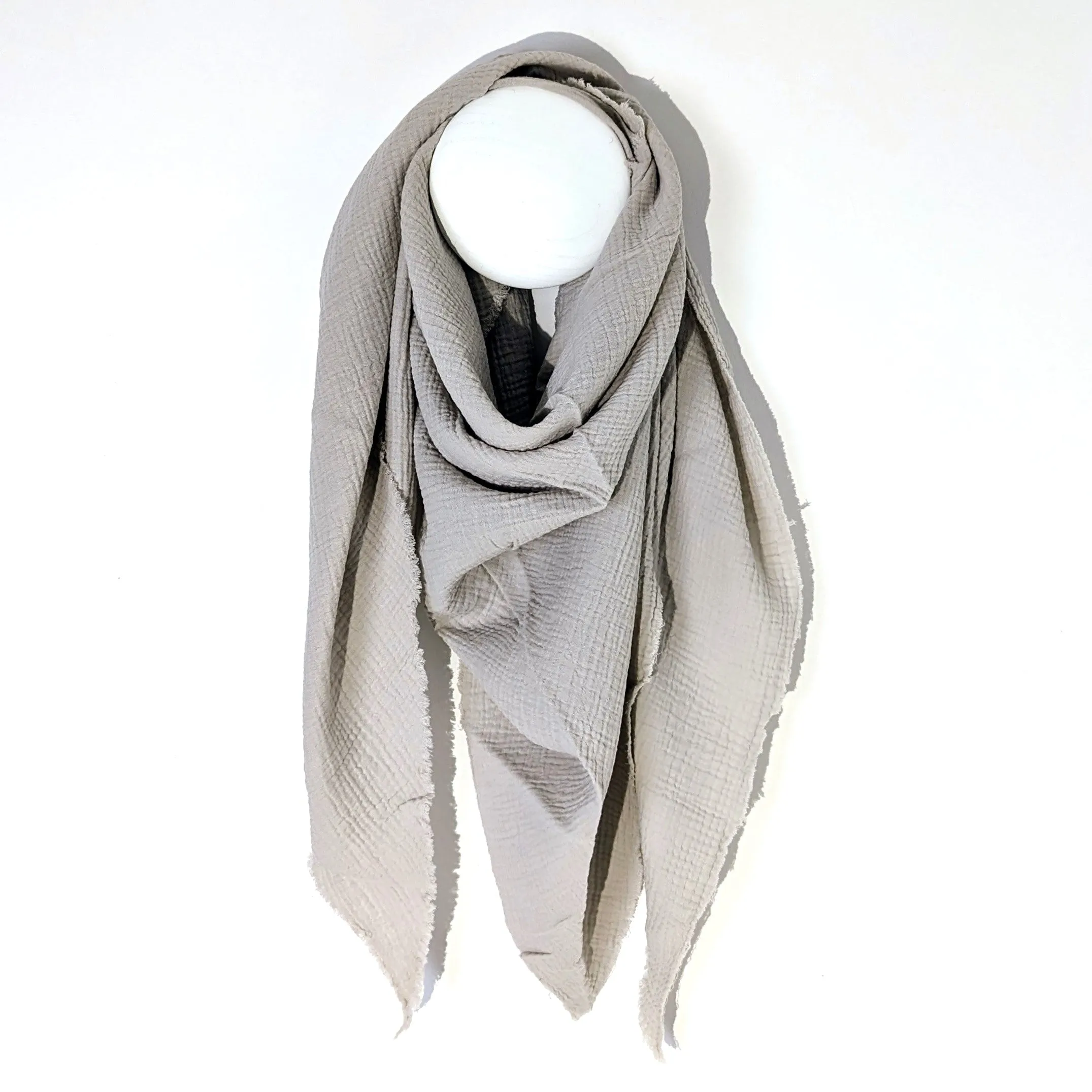 Italian cotton raw edge plain scarf