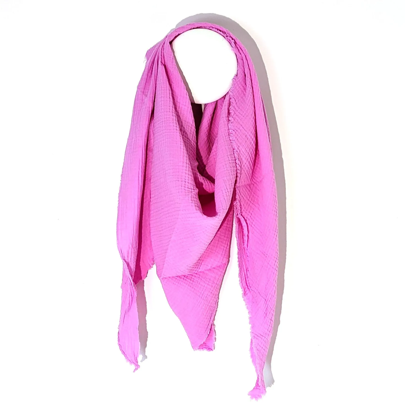 Italian cotton raw edge plain scarf