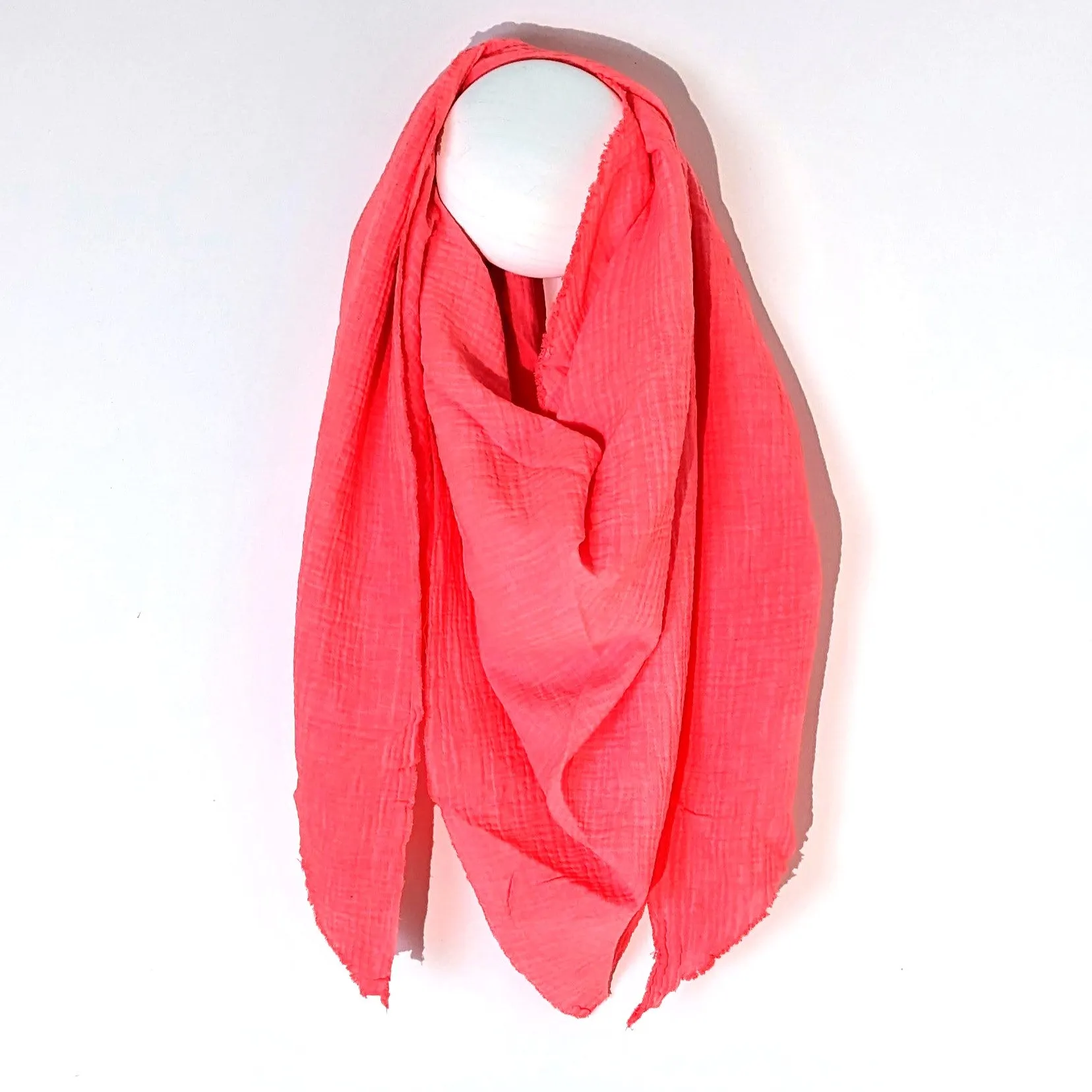 Italian cotton raw edge plain scarf