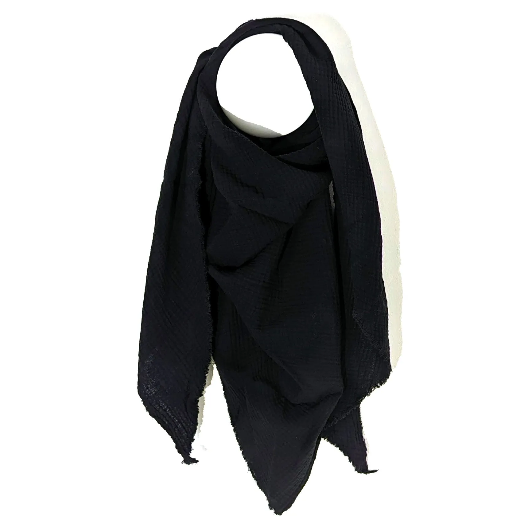 Italian cotton raw edge plain scarf