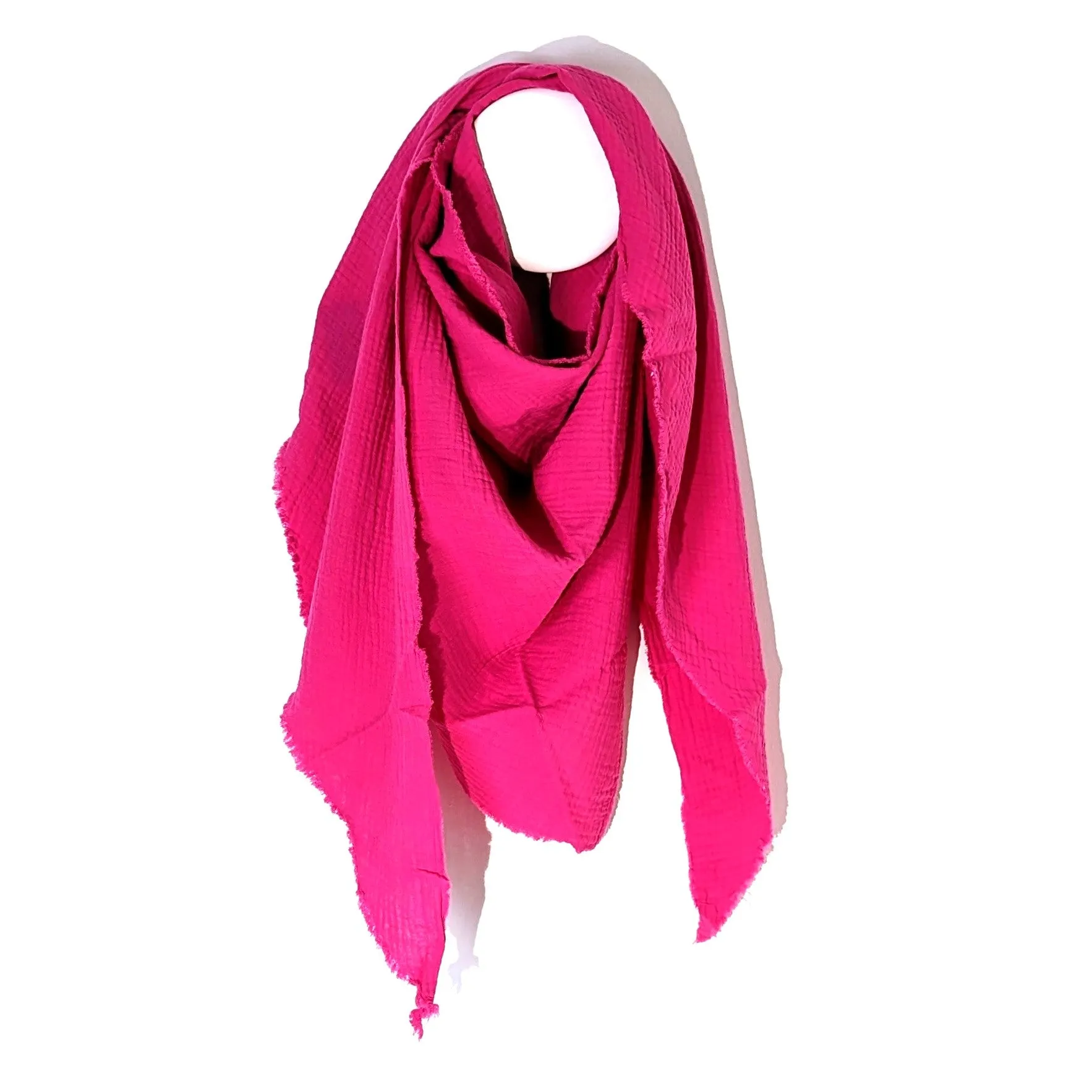 Italian cotton raw edge plain scarf