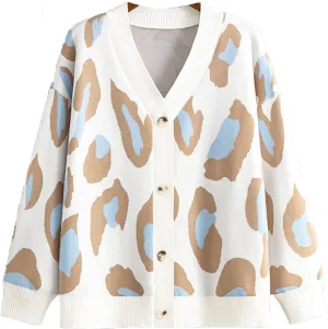 JASCLS Women's Cable Knit Long Sleeve Cardigan V-Neck Button Down Embroidery Chunky Oversized Sweater Outwear