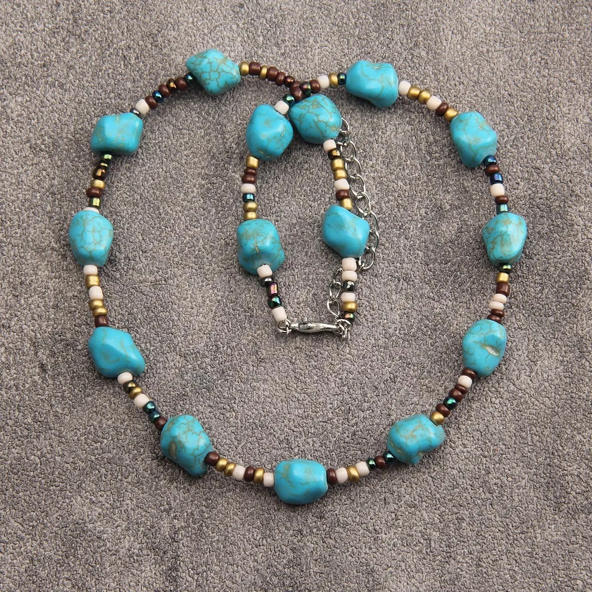 Joxevyia Colorful Beaded Necklaces for Women Turquoise Pearl Seeds Bead Necklace Summer Beach Necklaces Boho Necklaces for Women Beaded Choker Necklace