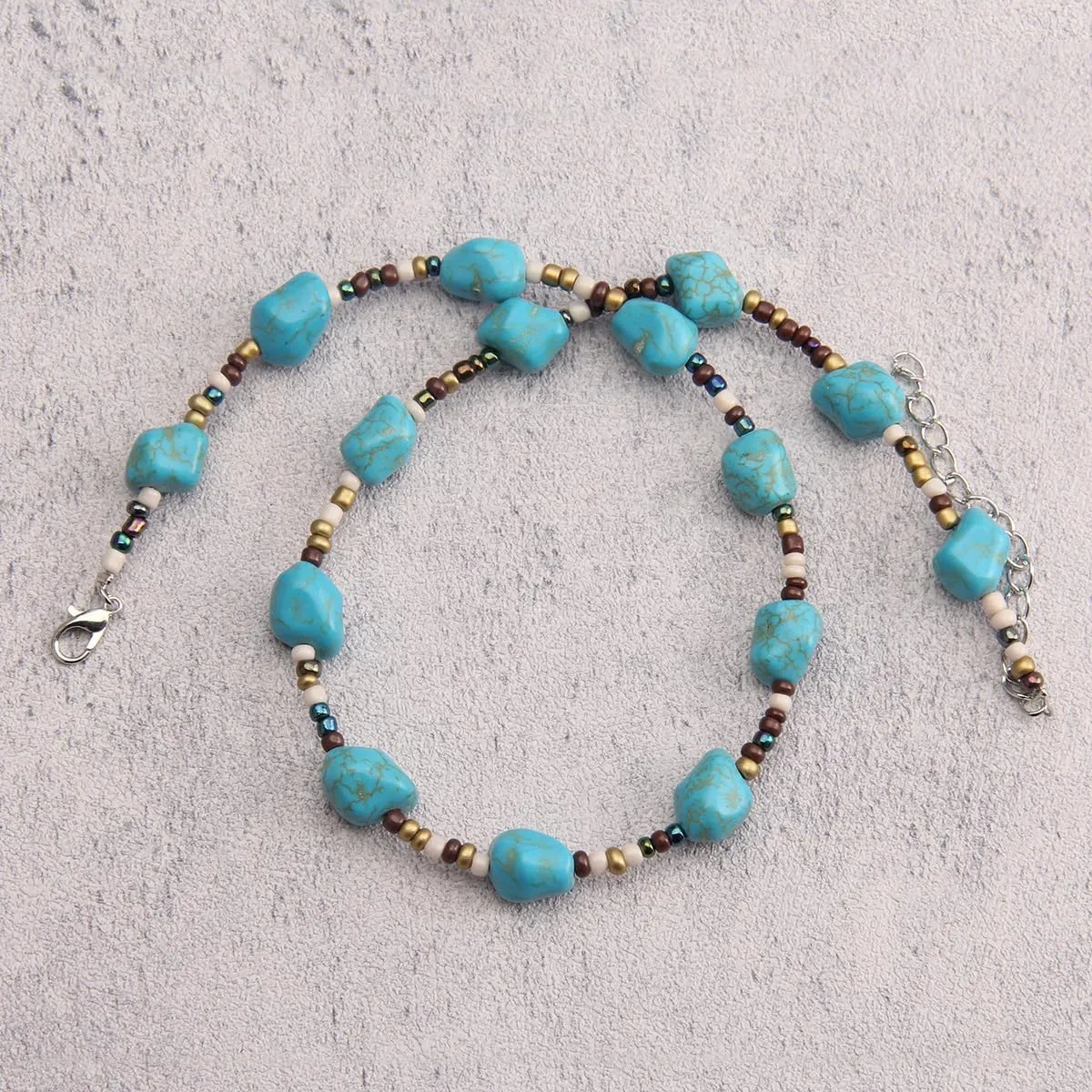 Joxevyia Colorful Beaded Necklaces for Women Turquoise Pearl Seeds Bead Necklace Summer Beach Necklaces Boho Necklaces for Women Beaded Choker Necklace