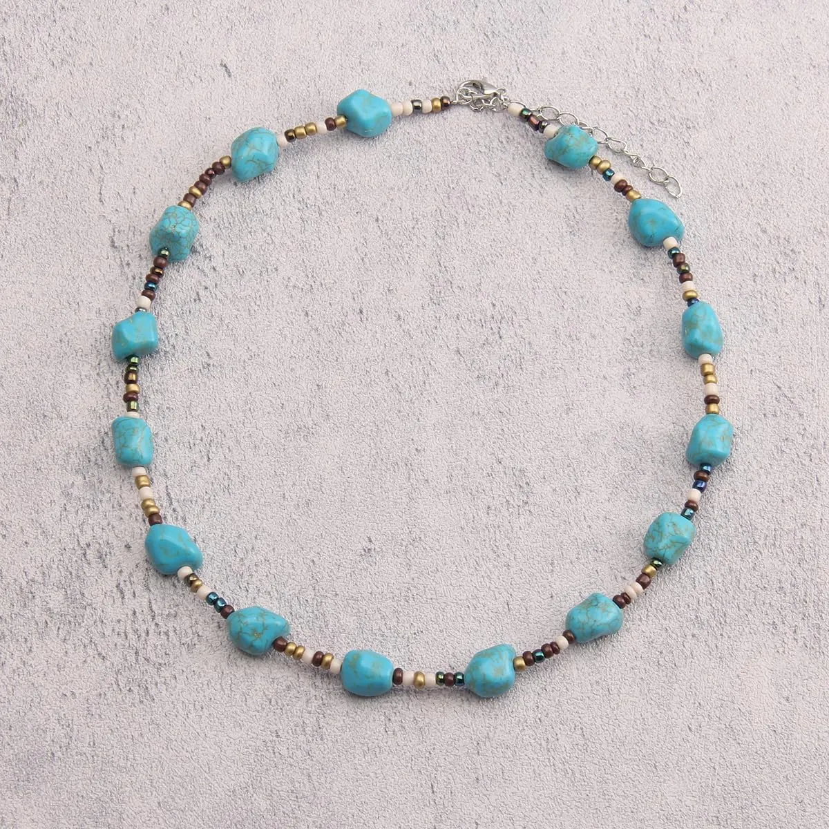 Joxevyia Colorful Beaded Necklaces for Women Turquoise Pearl Seeds Bead Necklace Summer Beach Necklaces Boho Necklaces for Women Beaded Choker Necklace