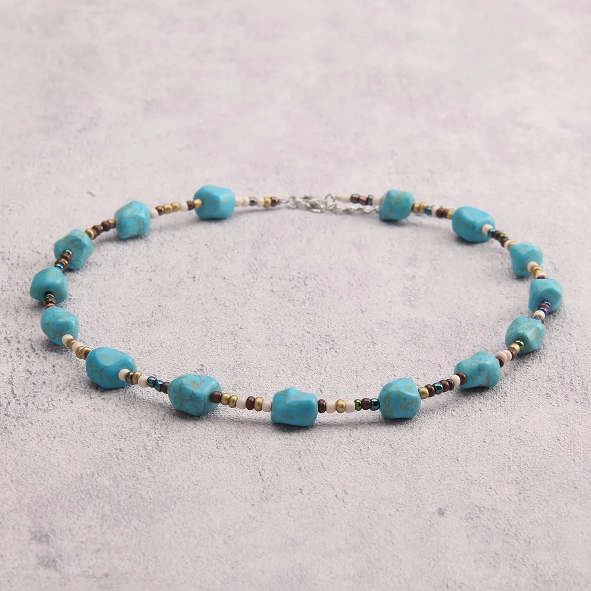 Joxevyia Colorful Beaded Necklaces for Women Turquoise Pearl Seeds Bead Necklace Summer Beach Necklaces Boho Necklaces for Women Beaded Choker Necklace
