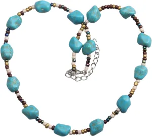 Joxevyia Colorful Beaded Necklaces for Women Turquoise Pearl Seeds Bead Necklace Summer Beach Necklaces Boho Necklaces for Women Beaded Choker Necklace