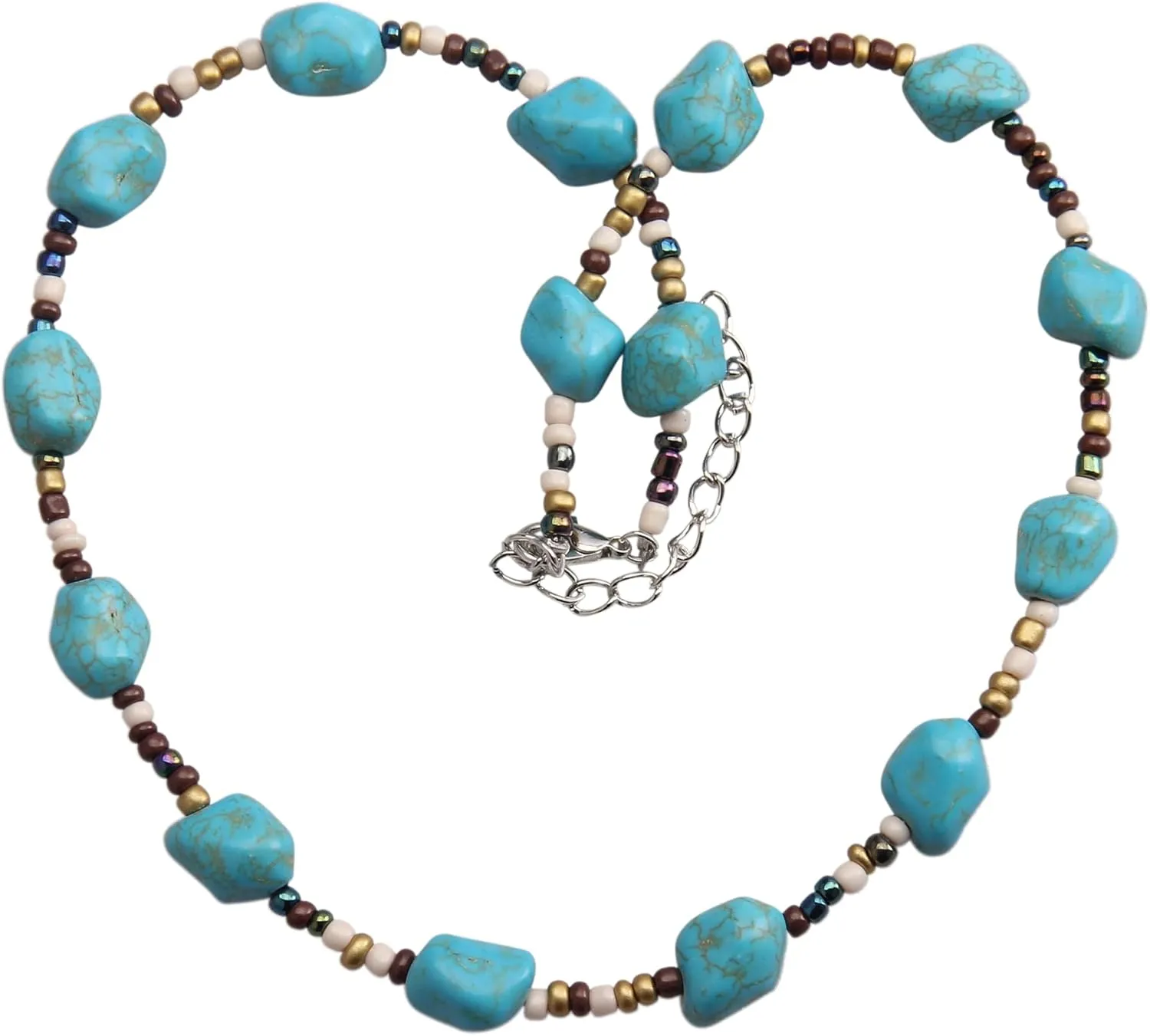 Joxevyia Colorful Beaded Necklaces for Women Turquoise Pearl Seeds Bead Necklace Summer Beach Necklaces Boho Necklaces for Women Beaded Choker Necklace
