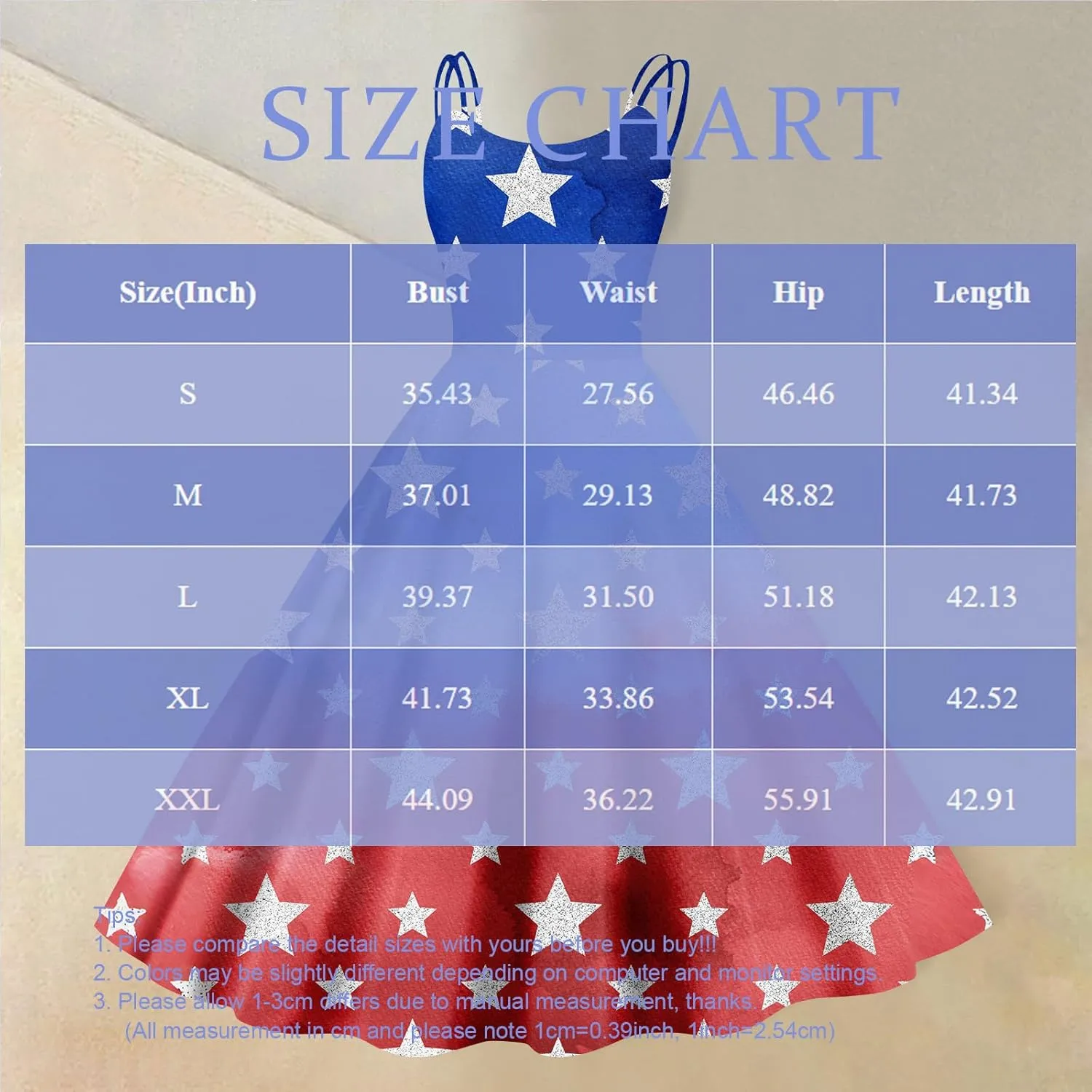 July 4 Dress Women Midi Red White and Blue Dresses Sleeveless Patriotic Dress Holiday Festival Dresses S,M,L,XL,XXL