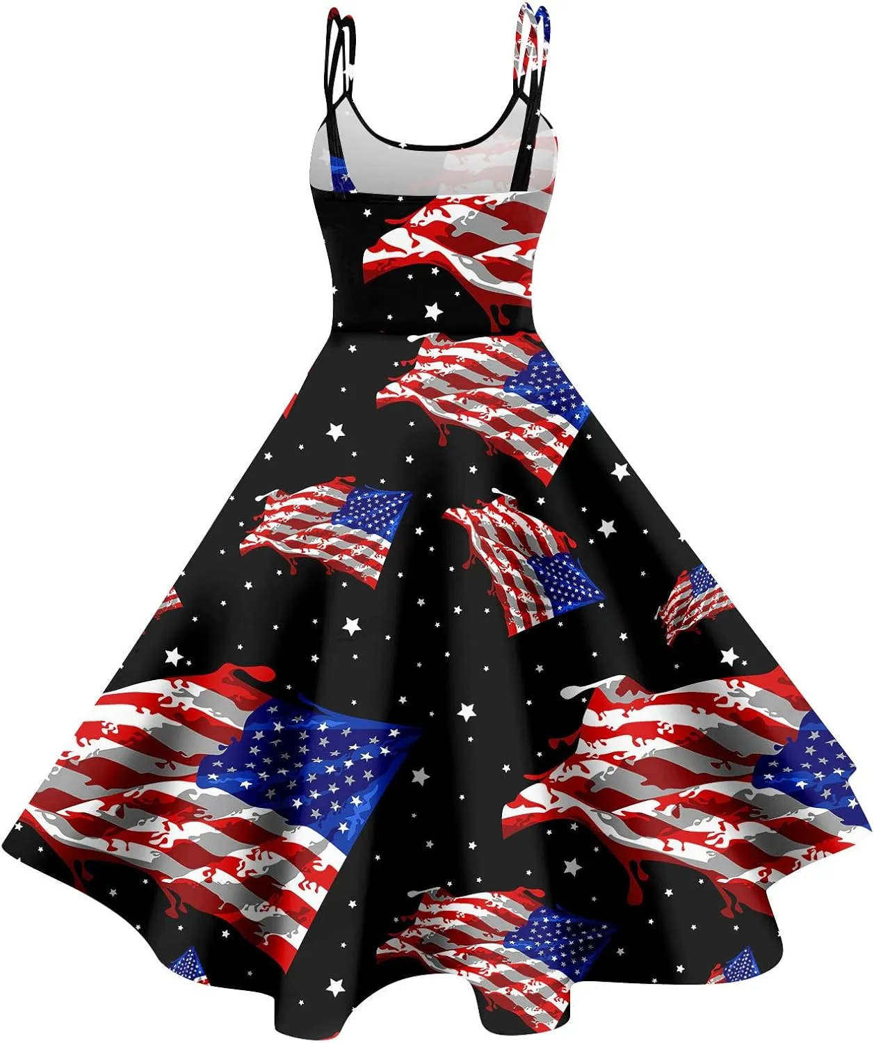 July 4 Dress Women Midi Red White and Blue Dresses Sleeveless Patriotic Dress Holiday Festival Dresses S,M,L,XL,XXL