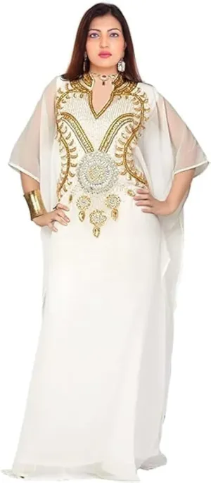 Kaftan for Women - Chiffon Women Kaftan Farasha Caftan Long Wedding Maxi Beach Dress -Evening Dresses Wedding Cocktail Kaftan