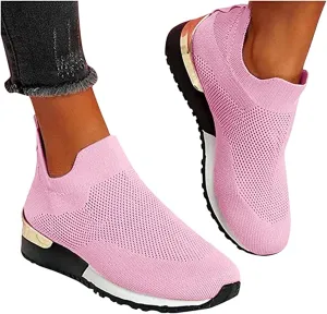 Ladmiple Gym Shoes For Women Workout Running Slip On Walking Shoes Non Slip Breathable Casual Athletic Tennis Sneakers