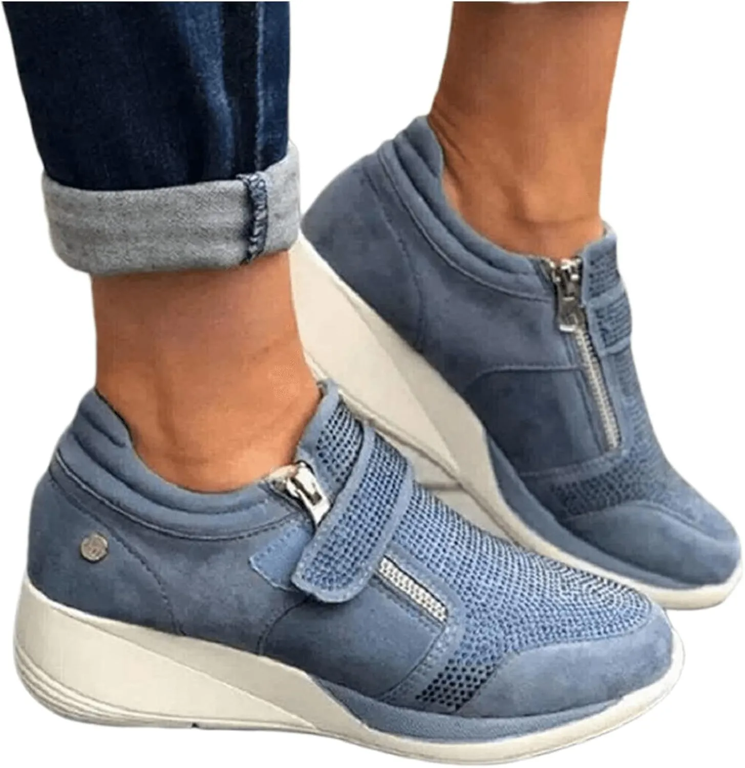 Ladmiple Shoes For Women Sneakers Slip Ons Canvas Shoes Fashion Casual Summer Low Top Platform Walking Flats Loafers