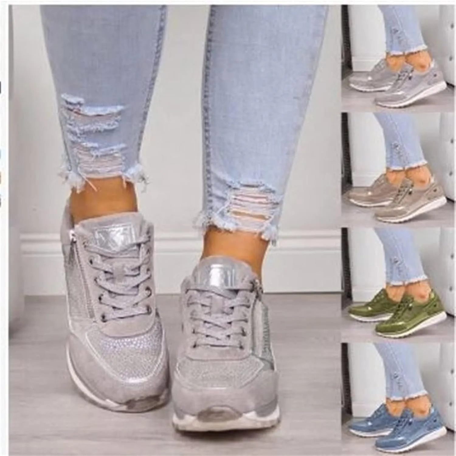 Ladmiple Shoes For Women Sneakers Slip Ons Walking Shoes Fashion Casual Athletic Non Slip Platform Tennis Running Shoes