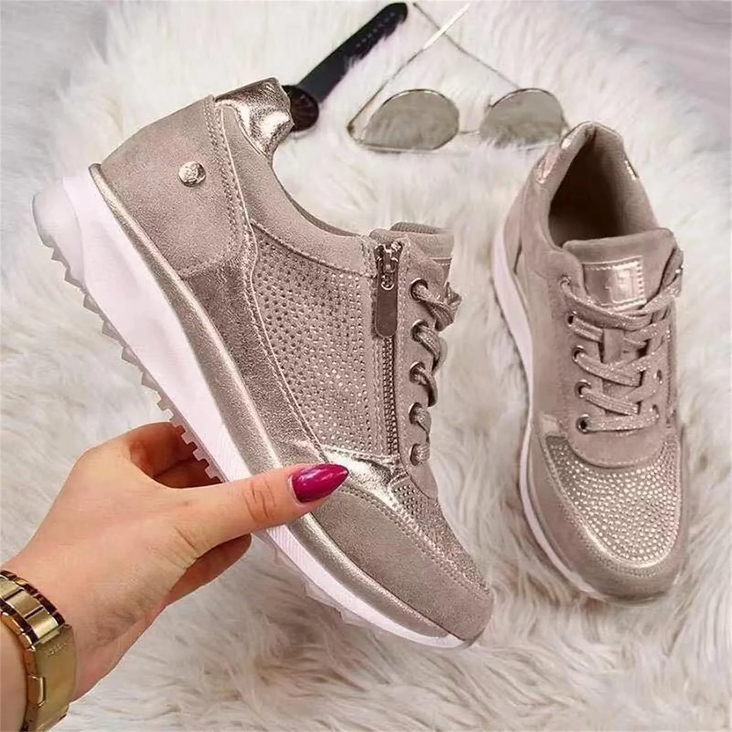 Ladmiple Shoes For Women Sneakers Slip Ons Walking Shoes Fashion Casual Athletic Non Slip Platform Tennis Running Shoes