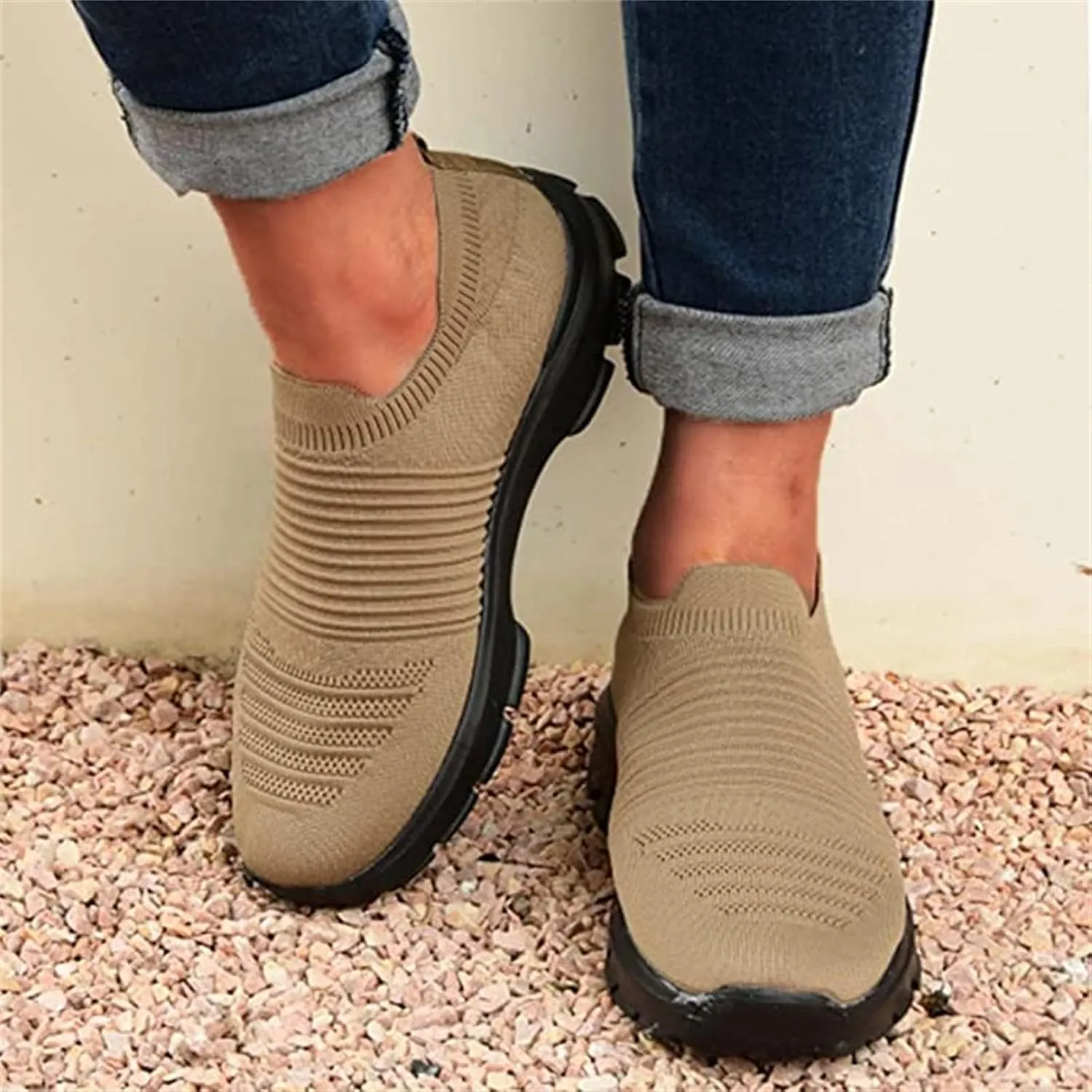 Ladmiple Walking Shoes Women Slip On Lightweight Running Shoes Fashion Tennis Gym Jogging Fitness Athletic Sneakers