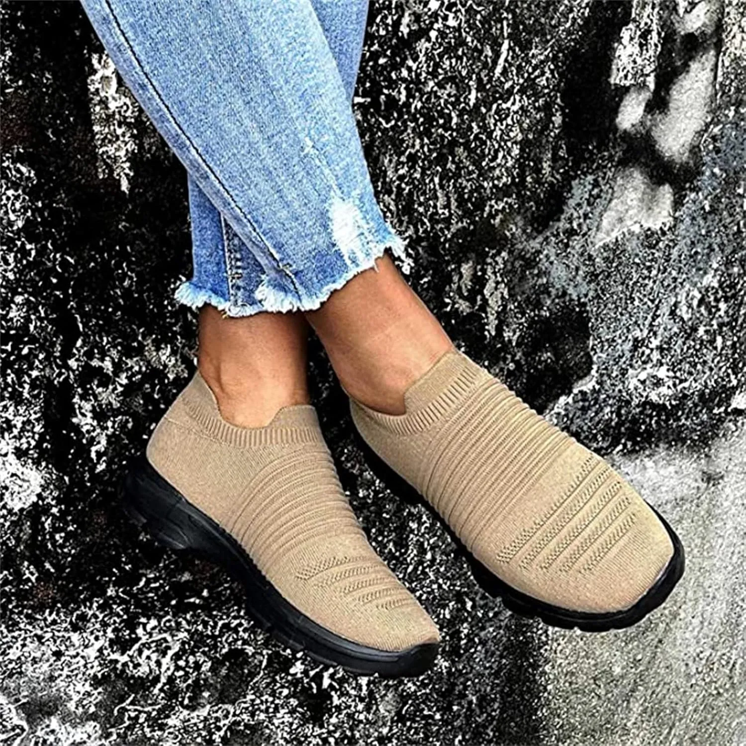 Ladmiple Walking Shoes Women Slip On Lightweight Running Shoes Fashion Tennis Gym Jogging Fitness Athletic Sneakers