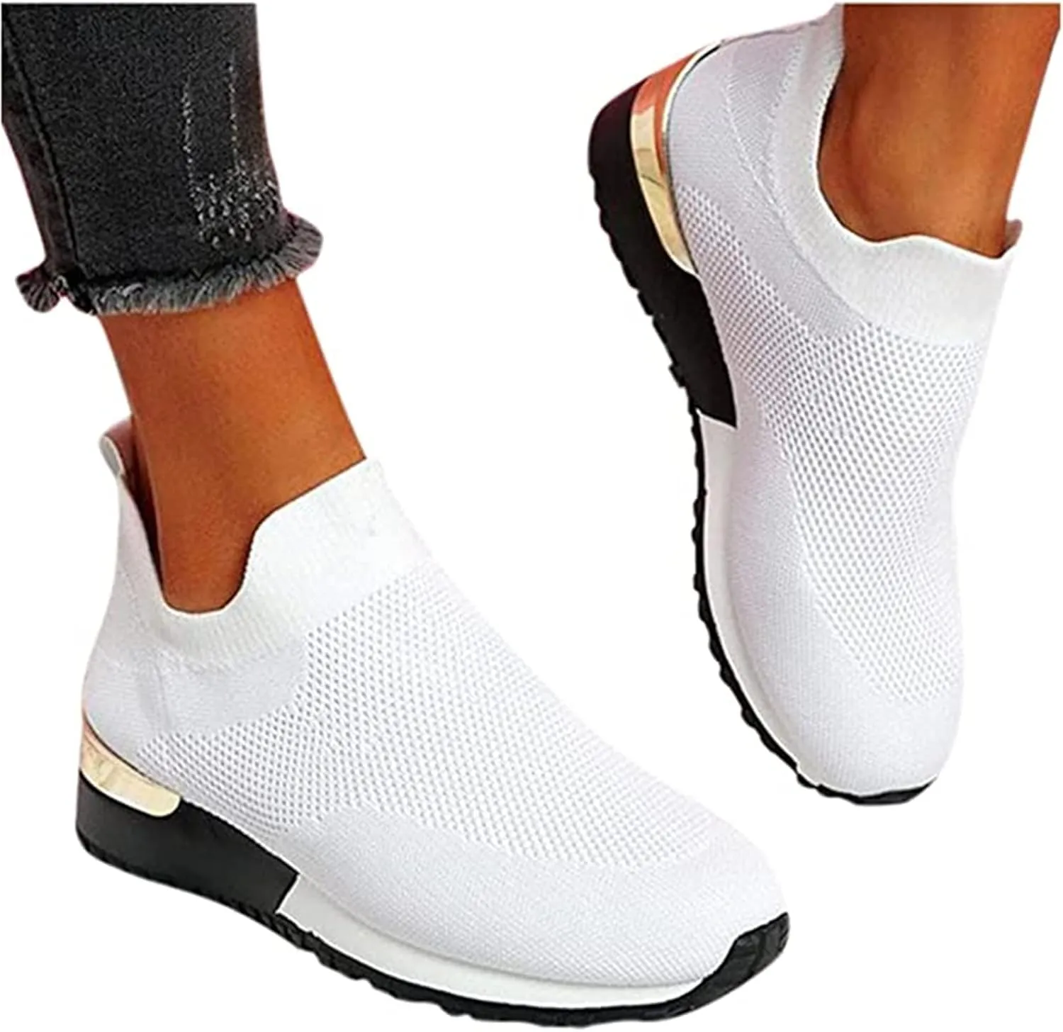 Ladmiple Womens Tennis Shoes Slip On Sneakers Arch Support Walking Workout Gym Shoes Non Slip Comfortable Running Shoes