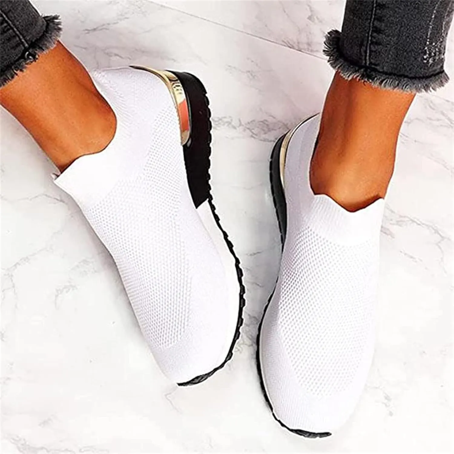Ladmiple Womens Tennis Shoes Slip On Sneakers Arch Support Walking Workout Gym Shoes Non Slip Comfortable Running Shoes