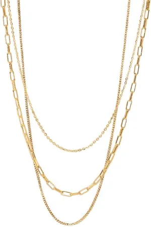 Layered Gold Choker Necklaces for Women,14K Gold Plated Dainty 3 Layers Necklaces Curb Chain Trendy Link Pendant Necklaces Jewelry Set
