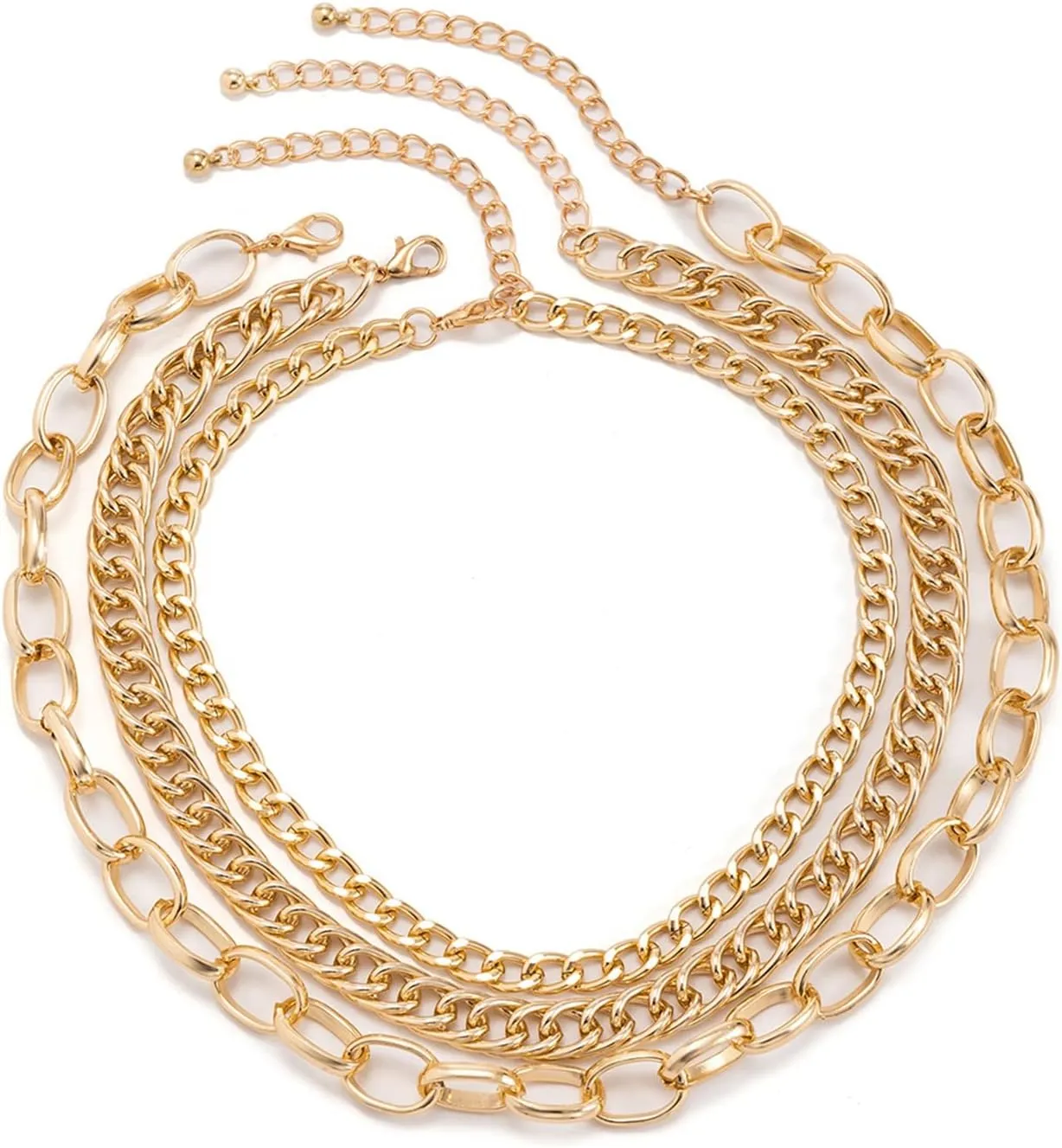 Layered Necklaces for Women, Dainty Layering Necklaces for Women Simple Punk Hollow Chain Pendant Chain Necklaces Women Jewelry, 3 Pieces