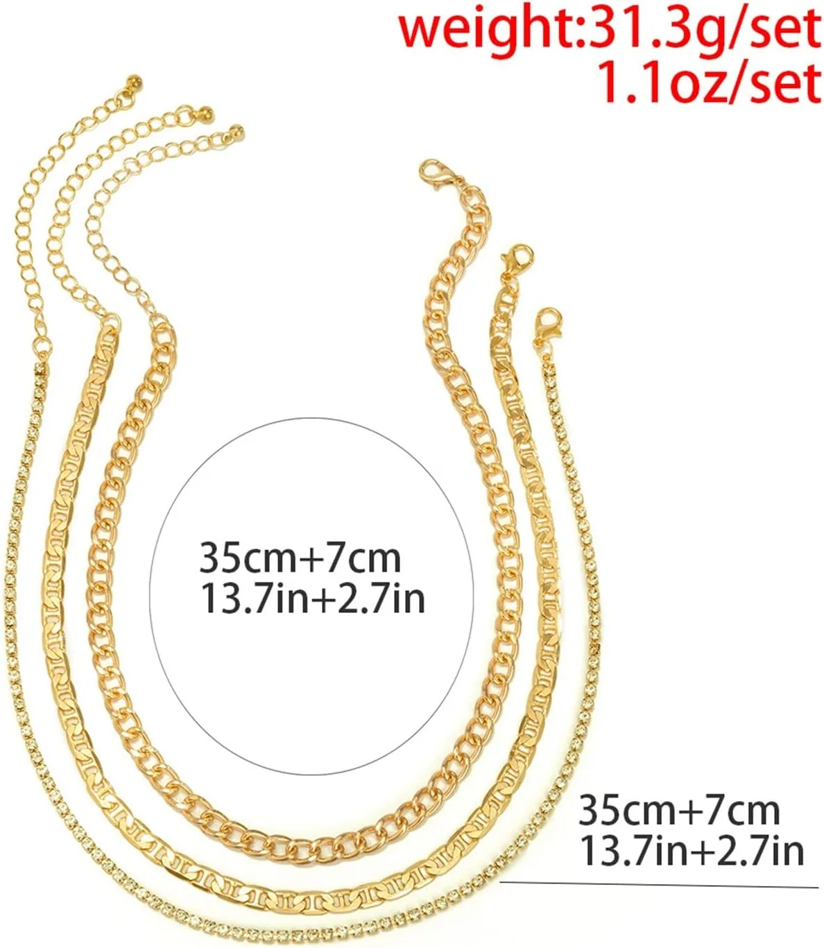 Layered Necklaces for Women, Dainty Layering Necklaces for Women Simple Thin Rhinestones Chain Pendant Chain Necklaces Women Jewelry, 3 Pieces