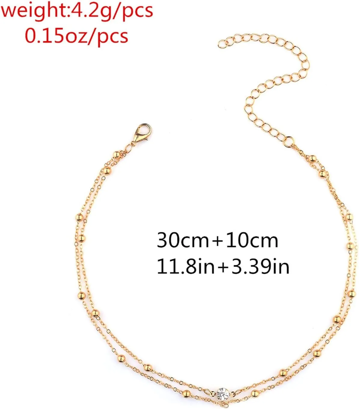 Layering Necklaces for Women, Layered Necklaces for Women Copper Beads Rhinestone Choker-Necklaces Jewelry Birthday Gift for Her, 2 Pieces