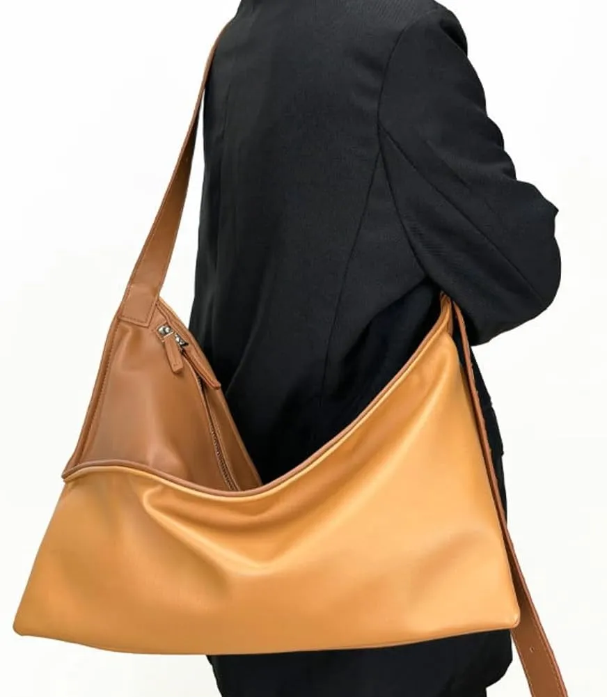 Leather Messenger Bag Large Shoulder Handbags for Men Women Vegan Leather Tote Purse Crossbody Hobo Bag Chic Satchels Purses