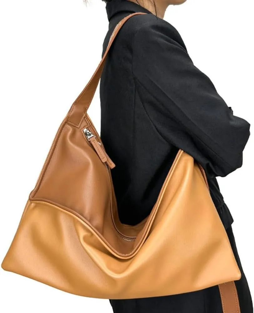 Leather Messenger Bag Large Shoulder Handbags for Men Women Vegan Leather Tote Purse Crossbody Hobo Bag Chic Satchels Purses