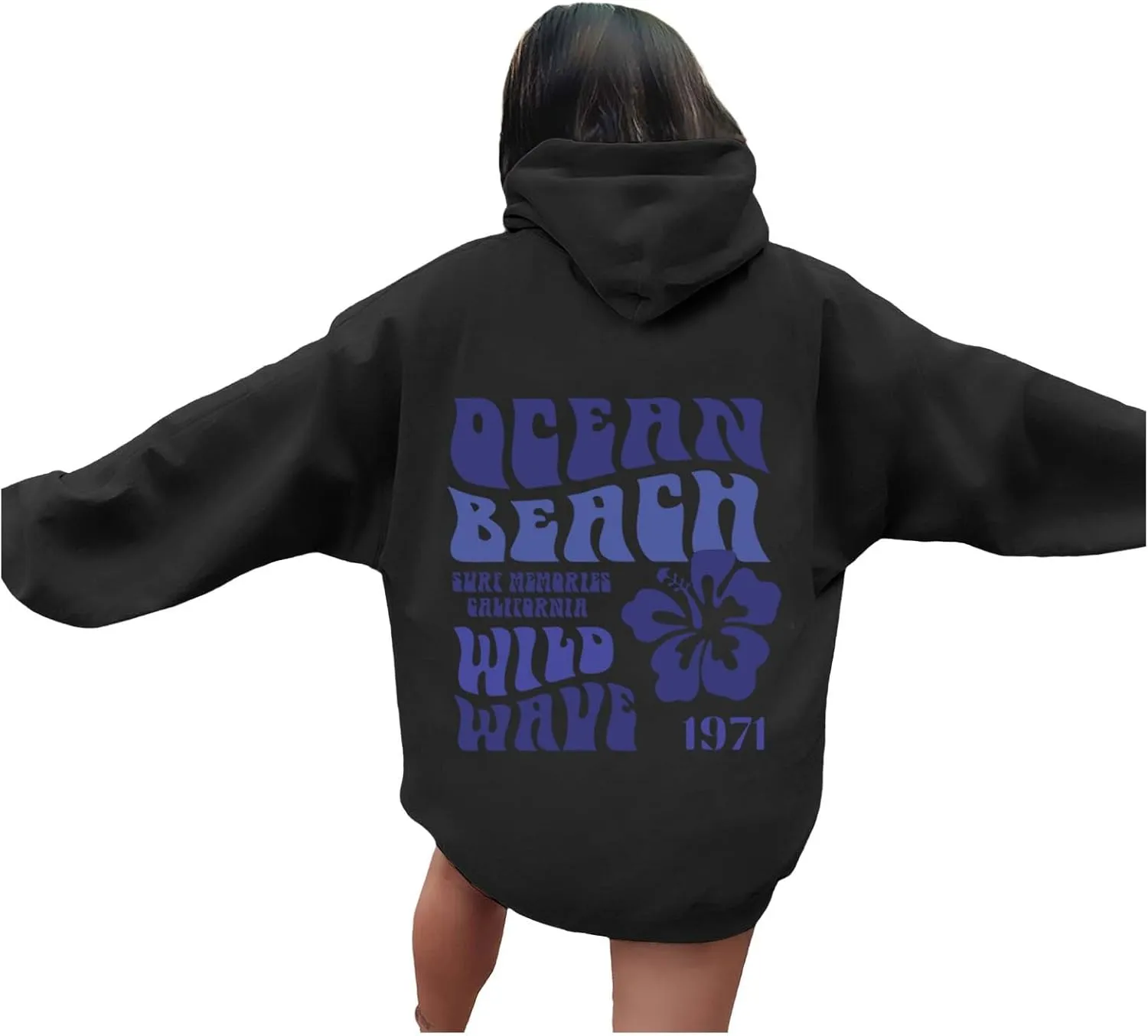 Let'S Be Happy Together Oversized Hoodies For Women Casual Long Sleeve Letter Printed Pullover Hooded Pocket Hoodie