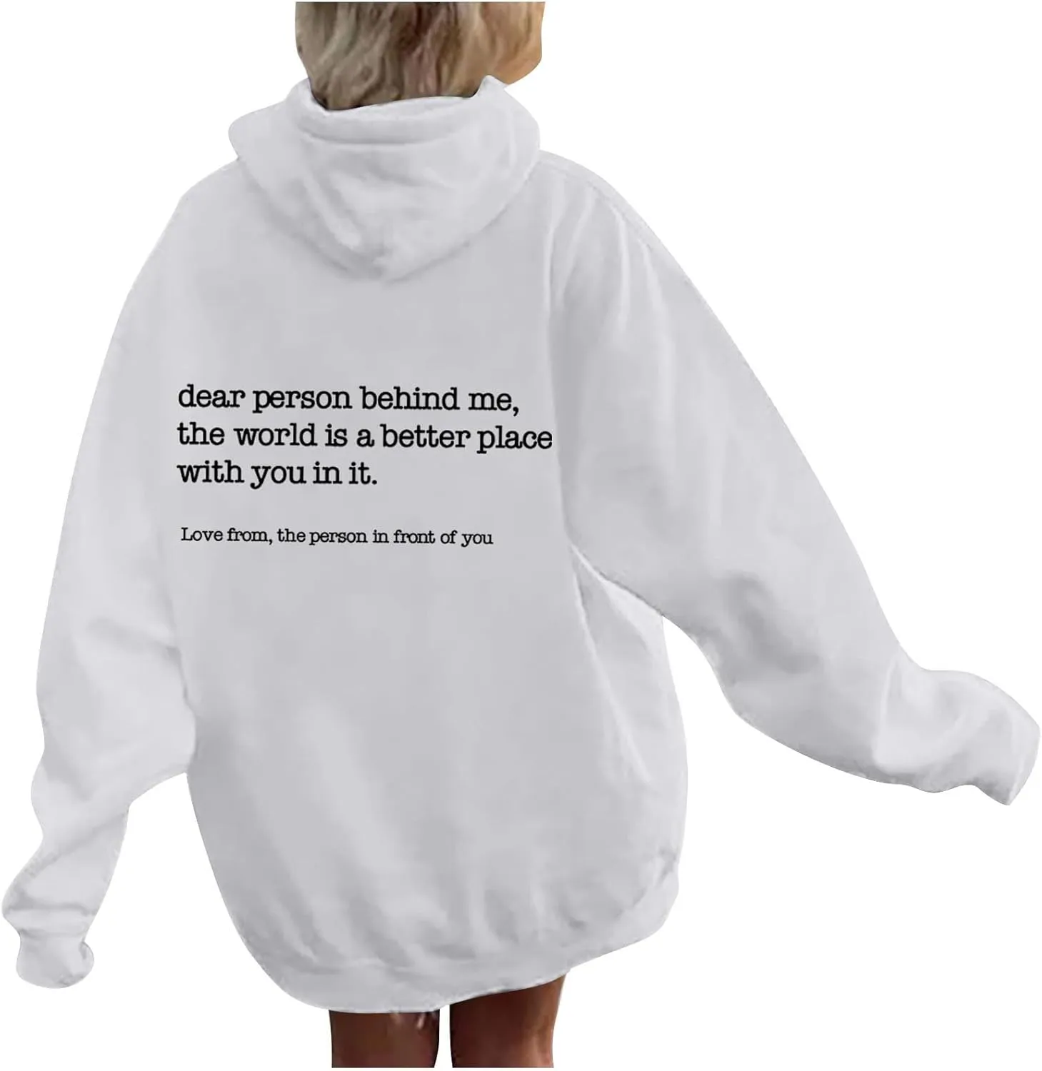 Letter Printed Hoodies for Women 2024 Long Sleeve Trendy Loose Sweatshirt Drawstring Thermal Oversized Pullover Top