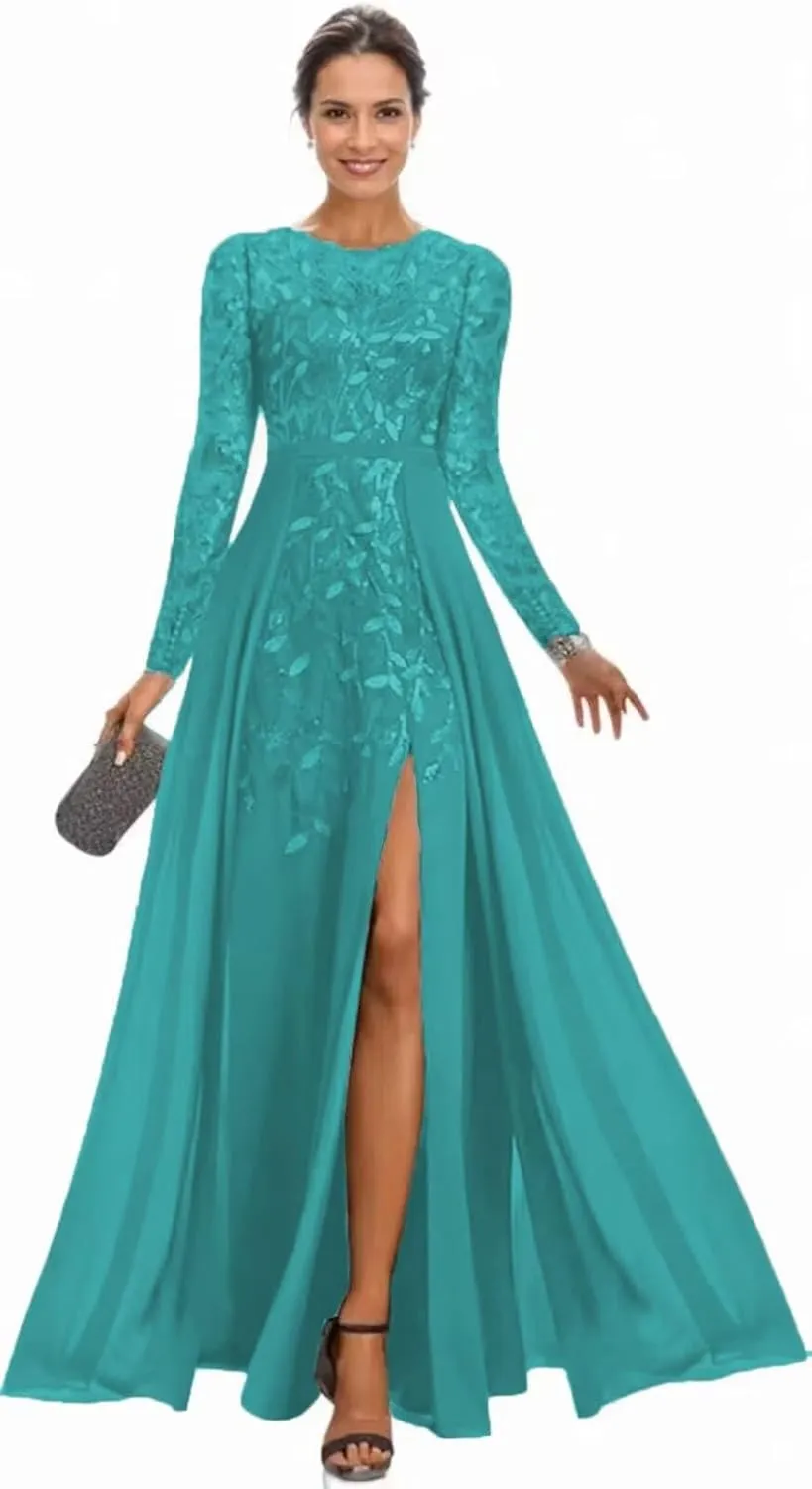 Long Sleeve Mother of The Bride Dress for Wedding Sequin Lace Formal Evening Dresses for Women 2025