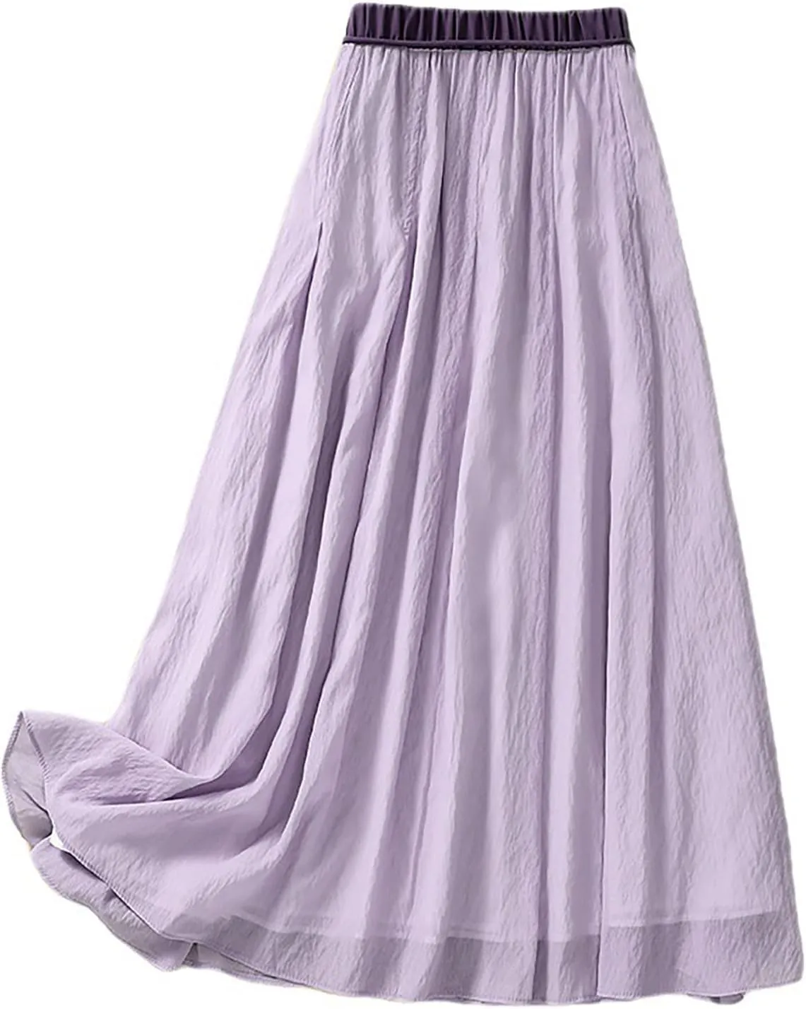 Lpmadey Women's Bohemian Style Elastic Waist Band Cotton Linen Long Maxi Skirt Dress 2024 Summer Solid A-Line Flared Skirts