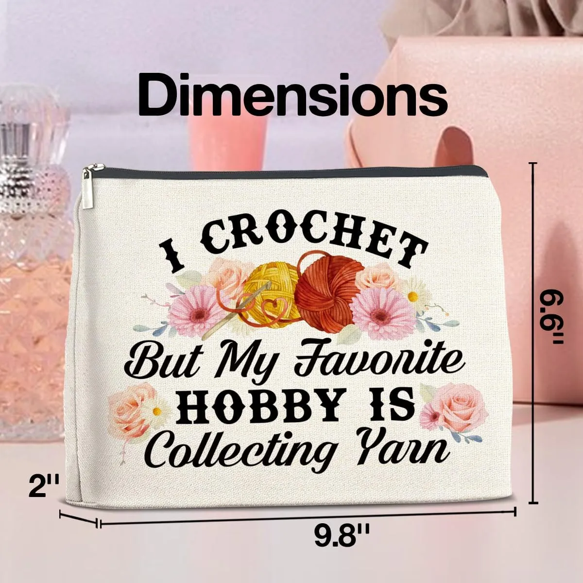 Makeup Bag Funny Crochet Gifts, Crochet Gifts for Crocheters Crochet Lovers Knitters, Crochet Gifts for Women Cosmetic Bag Zipper Makeup Pouch