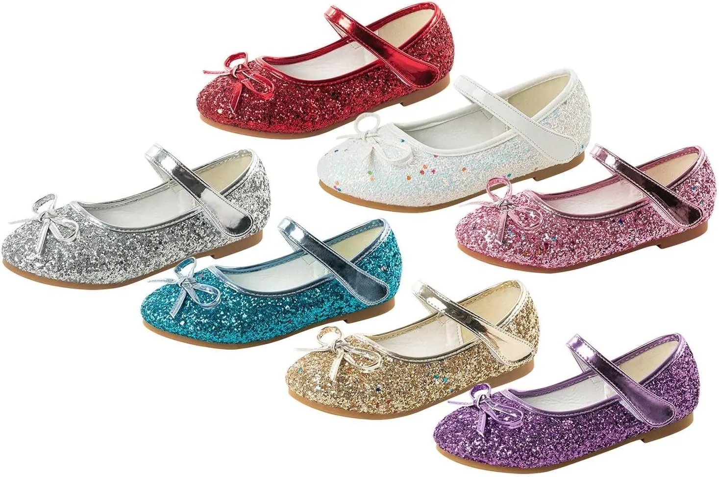 Mary Jane Ballet Flats for Girls Flower Girl Dress Shoes Rhinestones Bow Wedding Party Toddler Kids Shoes