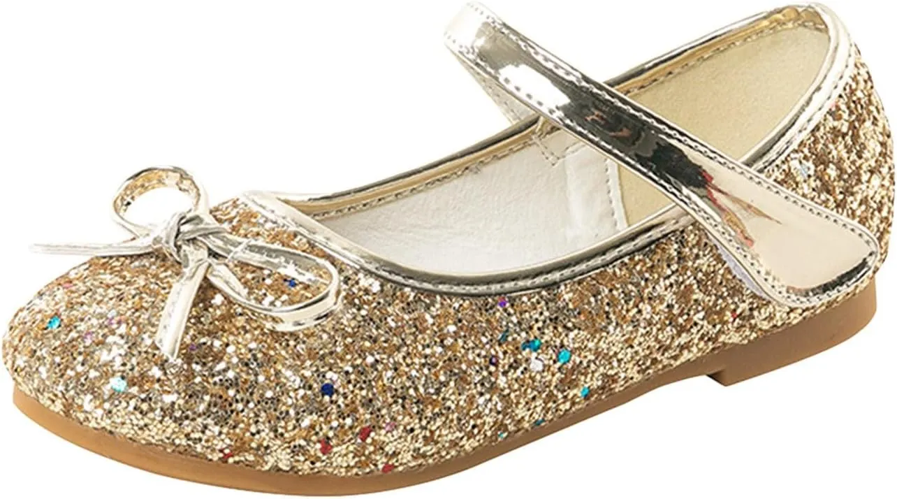 Mary Jane Ballet Flats for Girls Flower Girl Dress Shoes Rhinestones Bow Wedding Party Toddler Kids Shoes