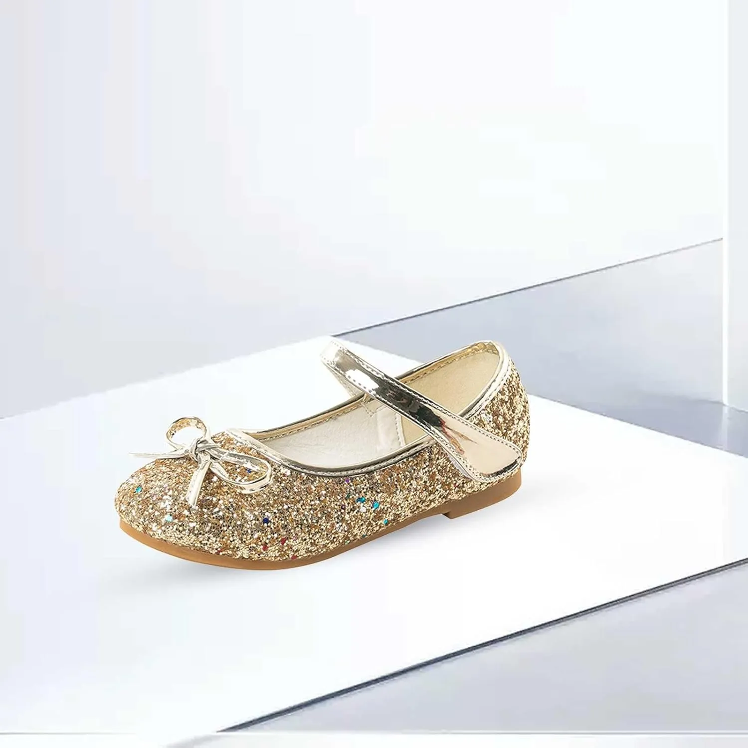Mary Jane Ballet Flats for Girls Flower Girl Dress Shoes Rhinestones Bow Wedding Party Toddler Kids Shoes