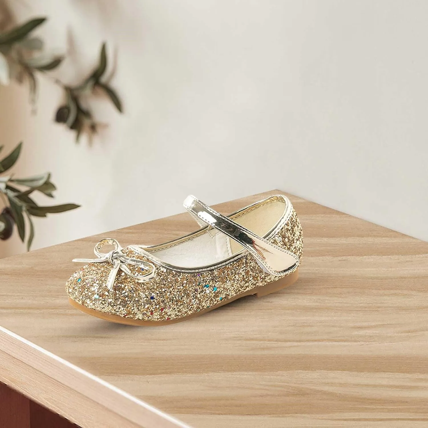 Mary Jane Ballet Flats for Girls Flower Girl Dress Shoes Rhinestones Bow Wedding Party Toddler Kids Shoes