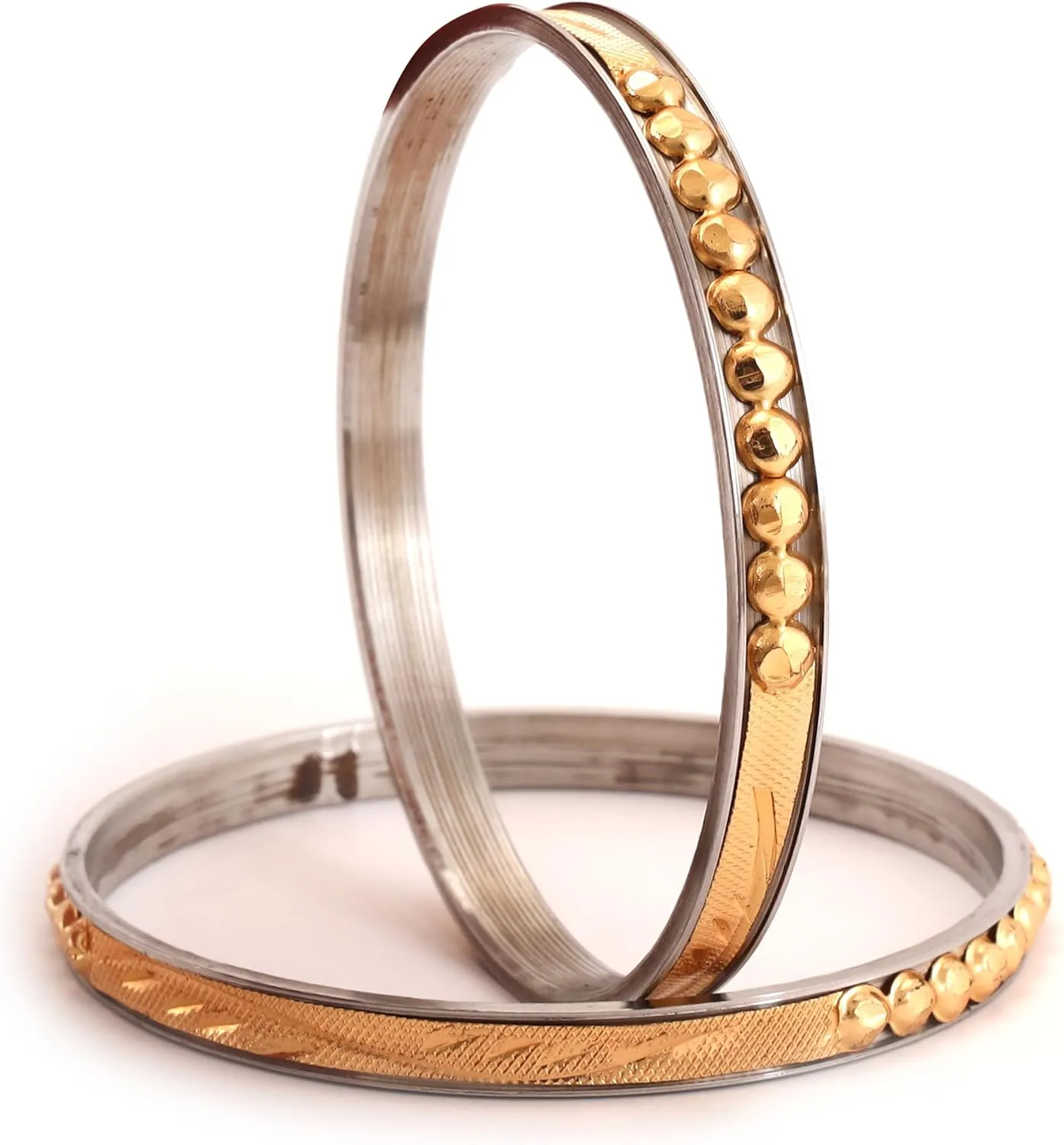 Meenakshi imitation Indian Ethnic Handcrafted Micro Gold Plated Bangali Noa Bangles Set of 2 Designer Traditional Jewelry Bangle Bracelets For Women